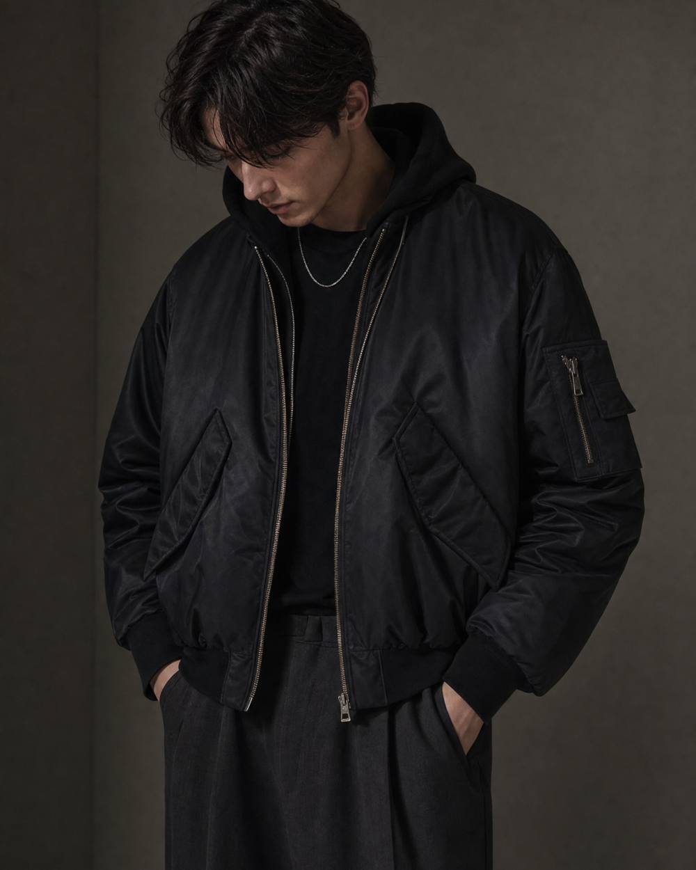 868316966567 top dark minimal jacket dark lookbook 05