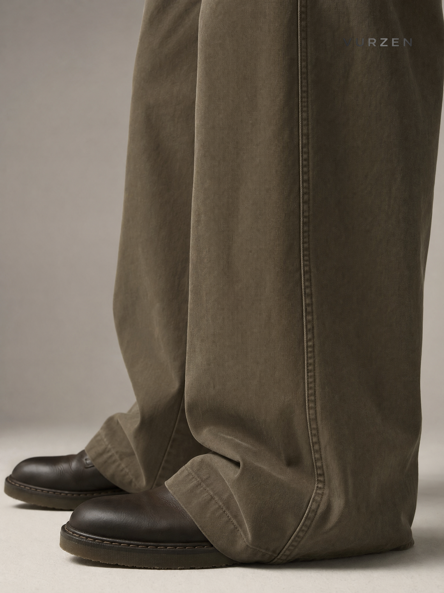 2025 Brown Relaxed Fit Straight Leg Denim Pants detail