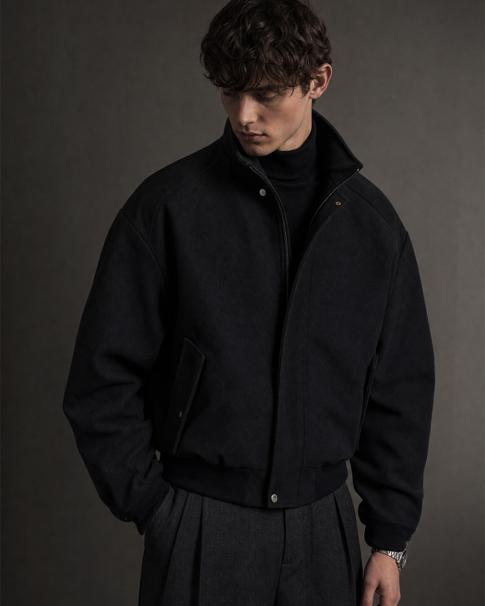 874830343880 top dark minimal jacket dark lookbook 05