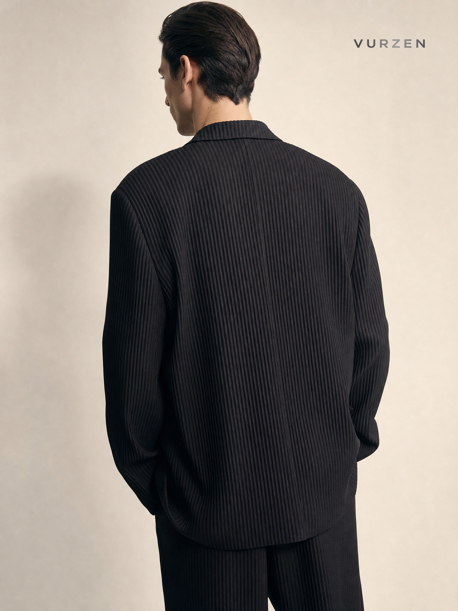 Wrinkled Loose Fit Casual Two-Piece Suit for Men detail