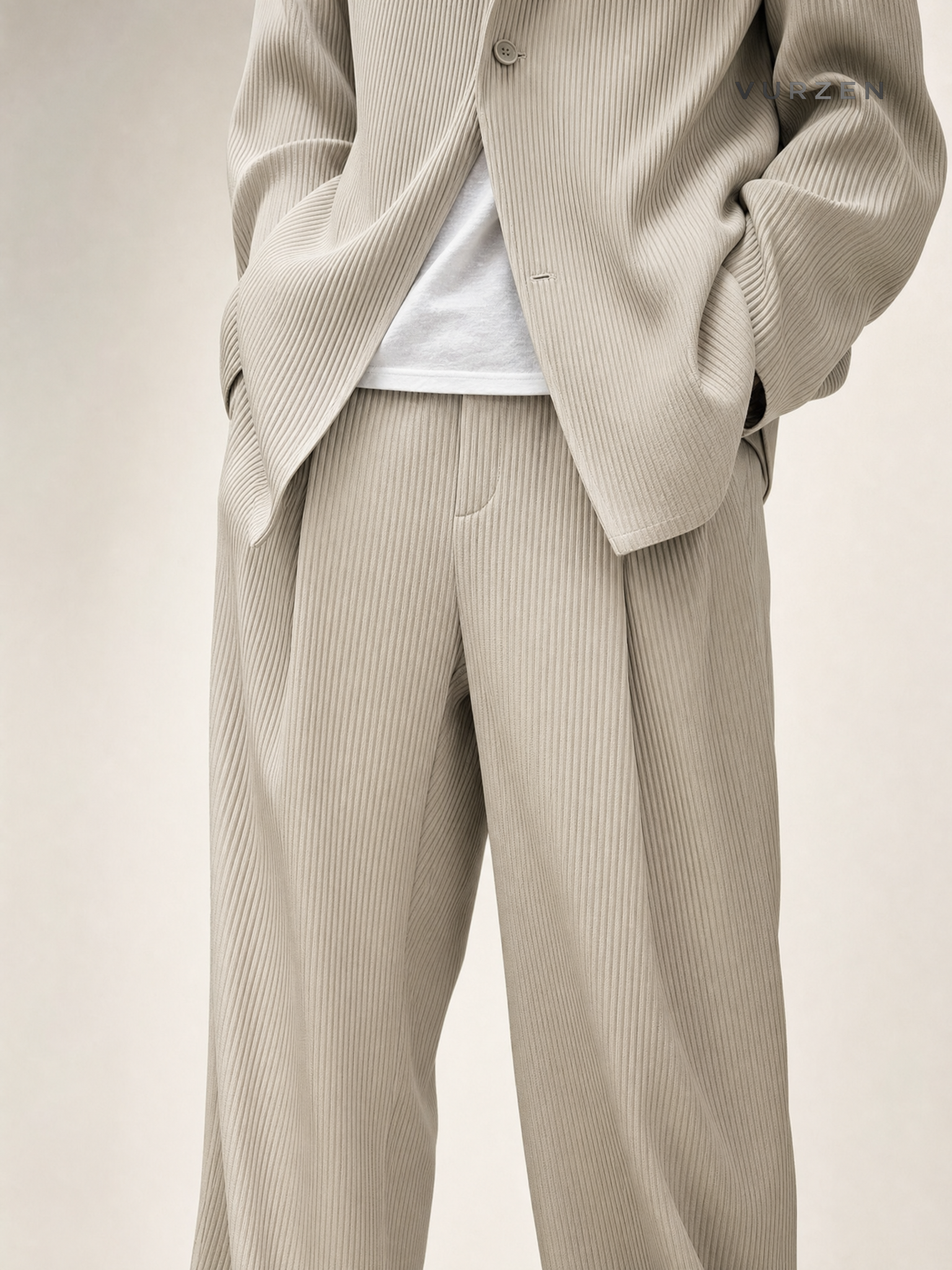 Wrinkled Loose Fit Casual Two-Piece Suit for Men detail