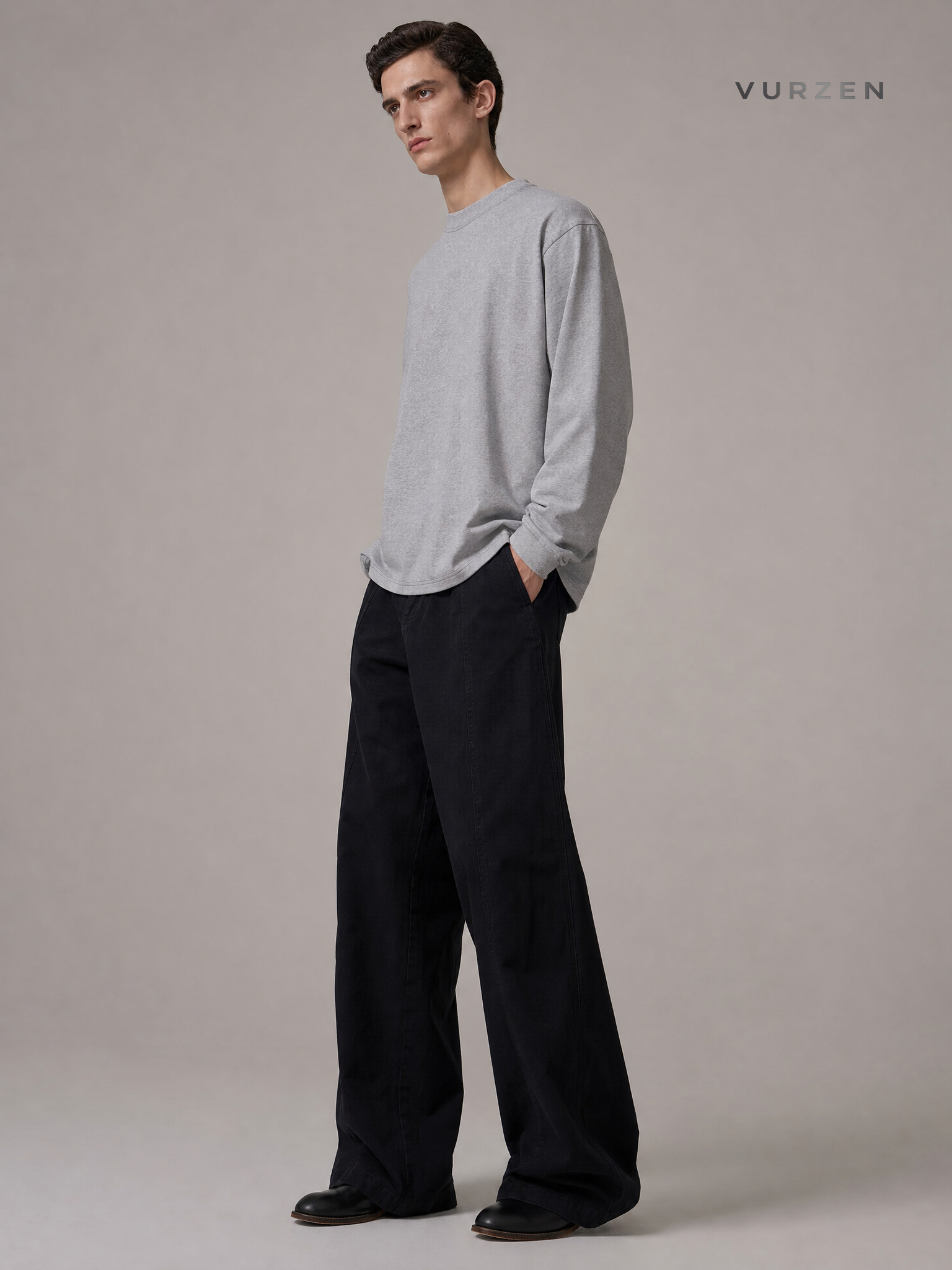 Vintage Wide-Leg Straight Cotton Denim Jeans detail