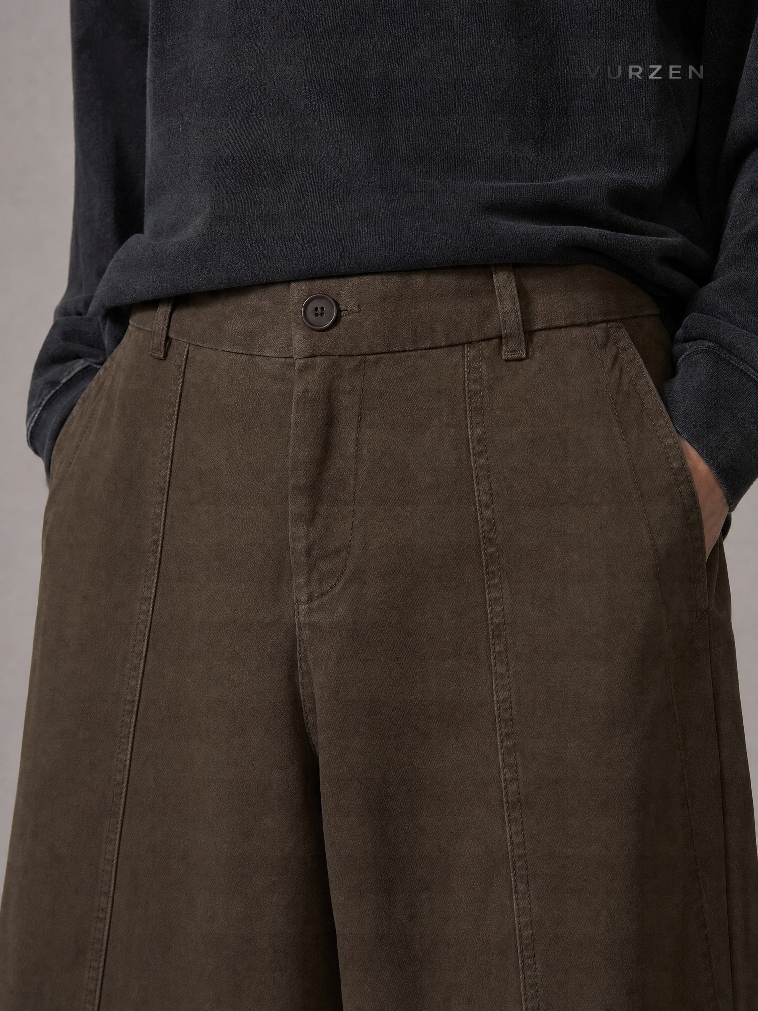 Vintage Wide-Leg Straight Cotton Denim Jeans detail