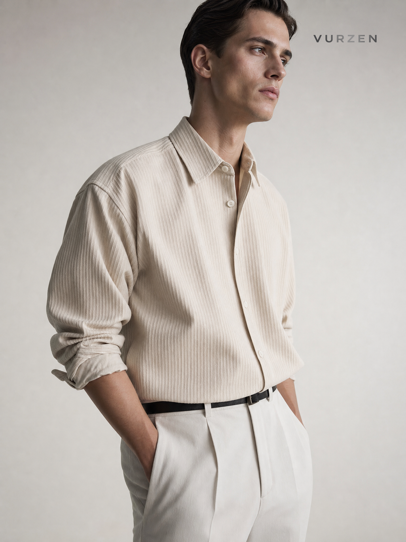Premium Textured Long-Sleeve Casual Shirt for Men detail