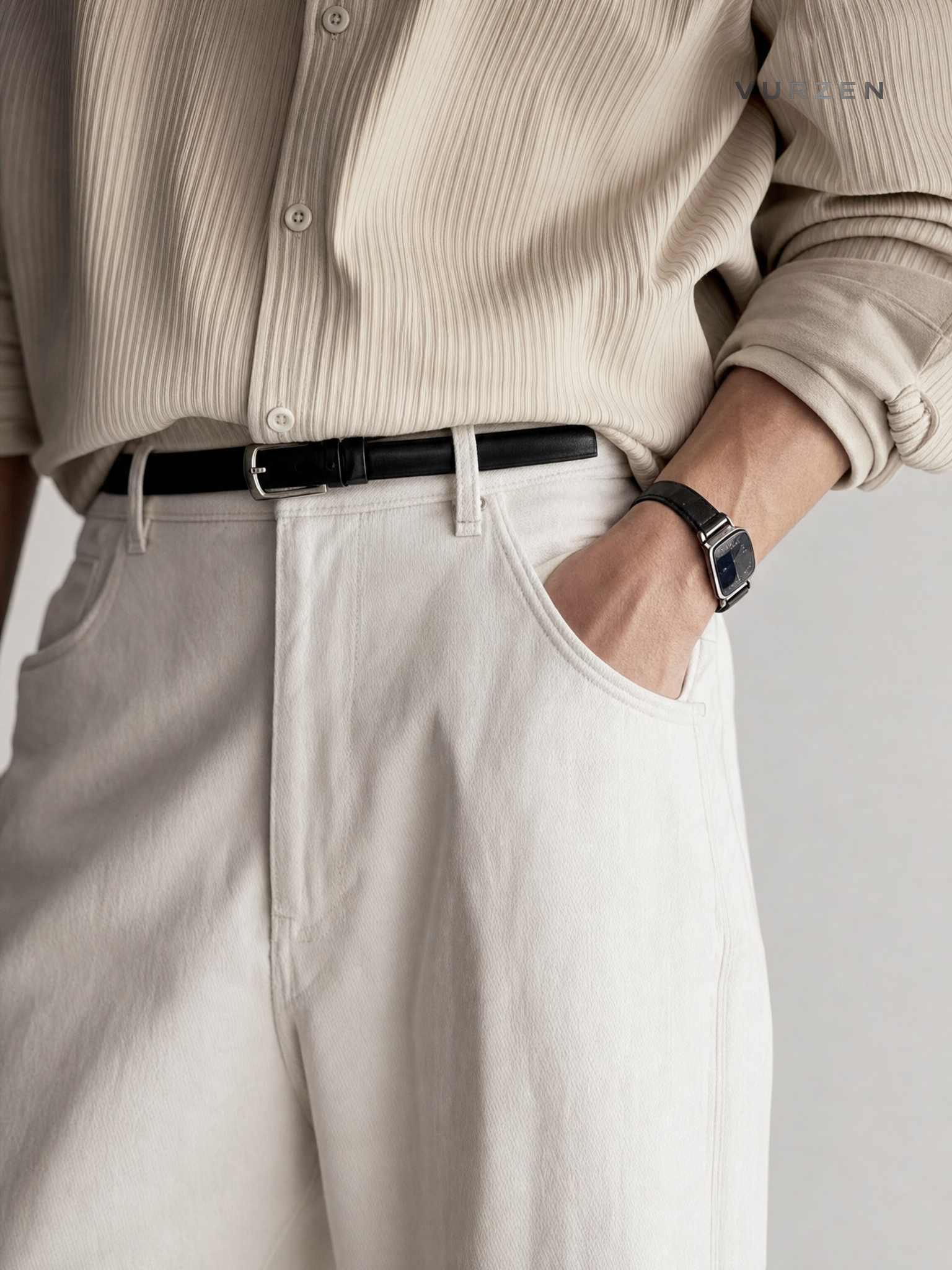 Premium Textured Long-Sleeve Casual Shirt for Men detail