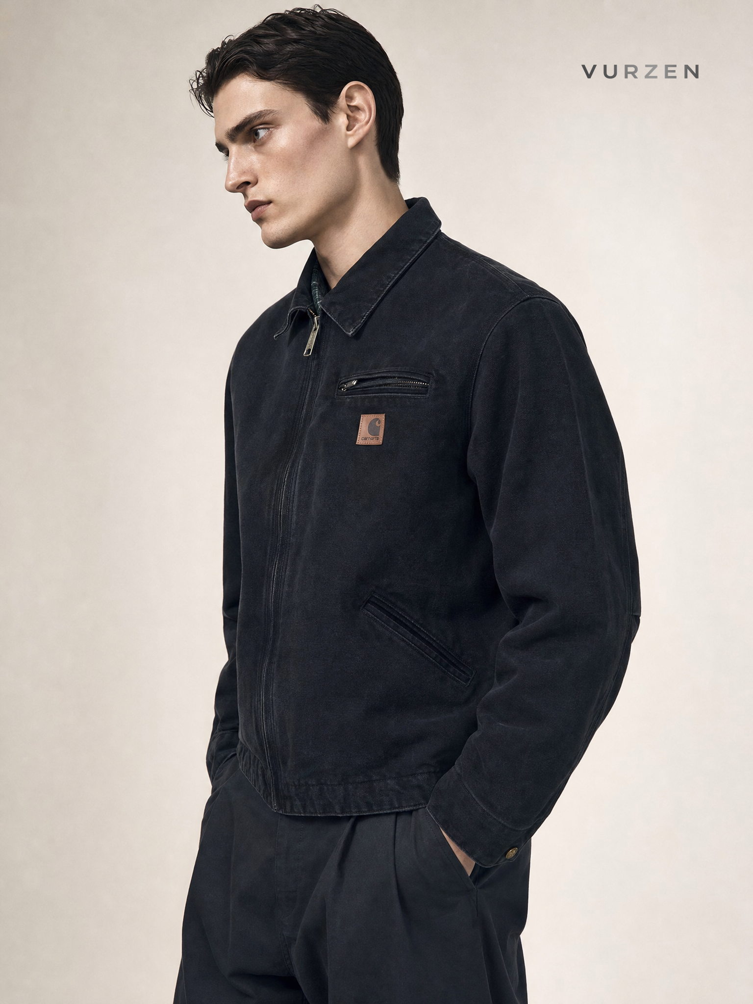 Vintage American Detroit Cotton Workwear Jacket detail