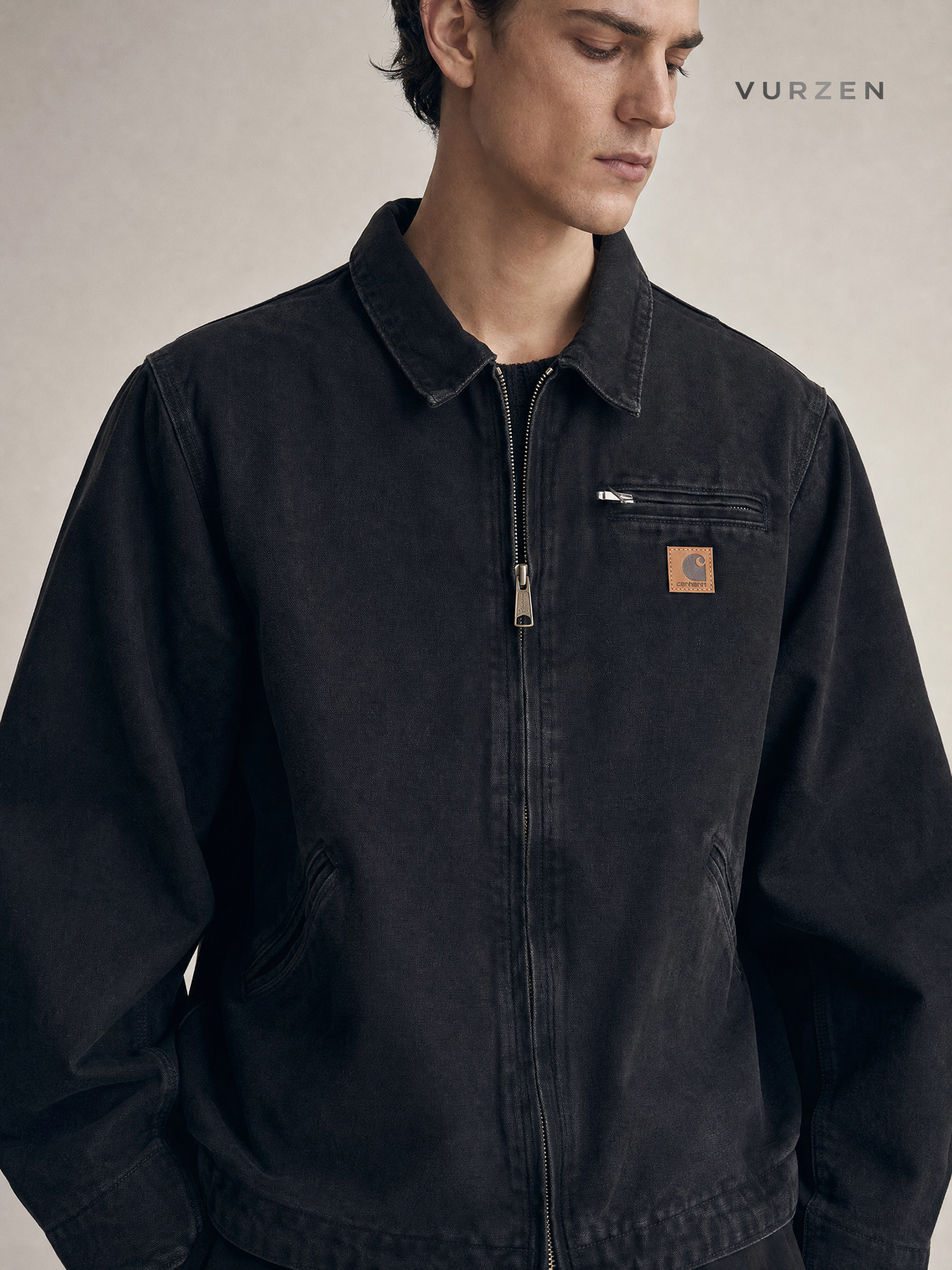 Vintage American Detroit Cotton Workwear Jacket detail