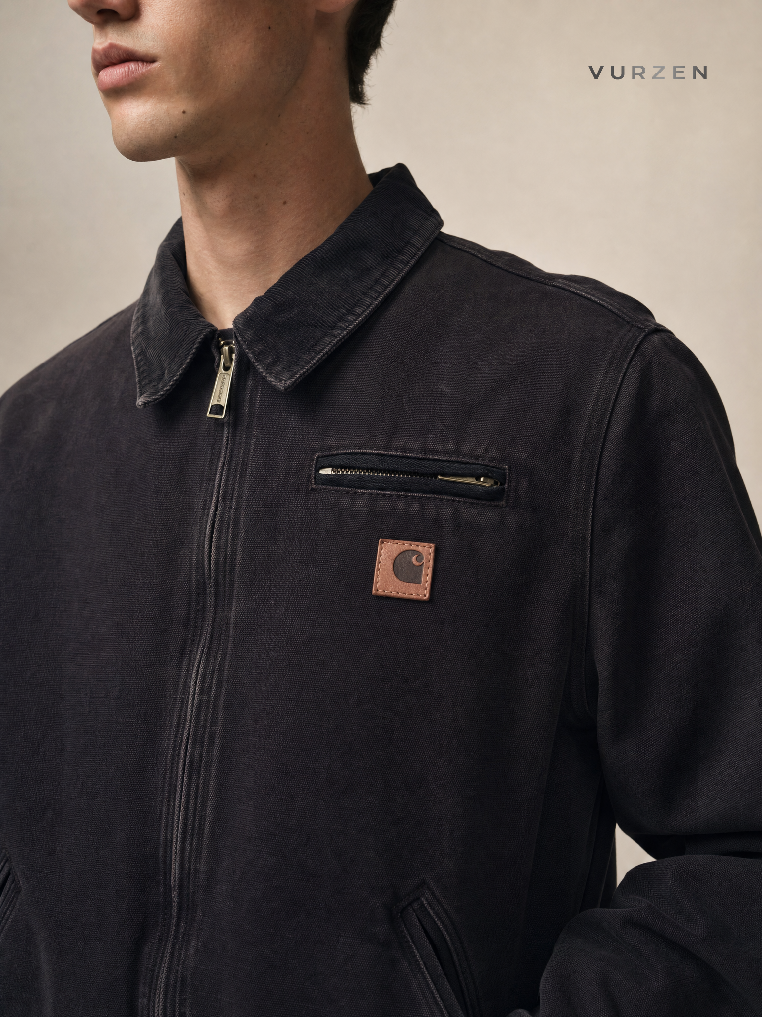 Vintage American Detroit Cotton Workwear Jacket detail