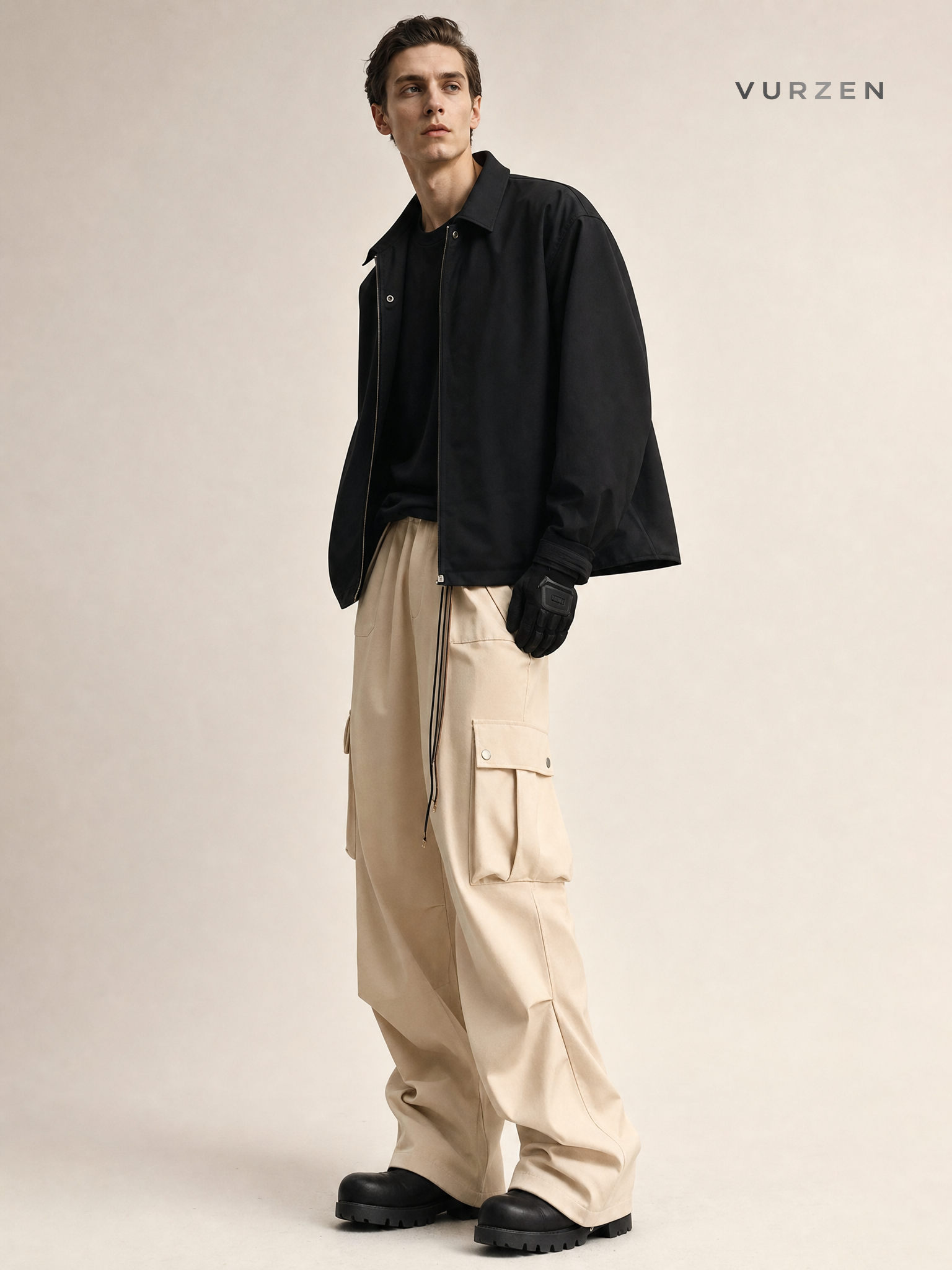 Vintage American Hip-Hop Loose Wide-Leg Cargo Pants detail