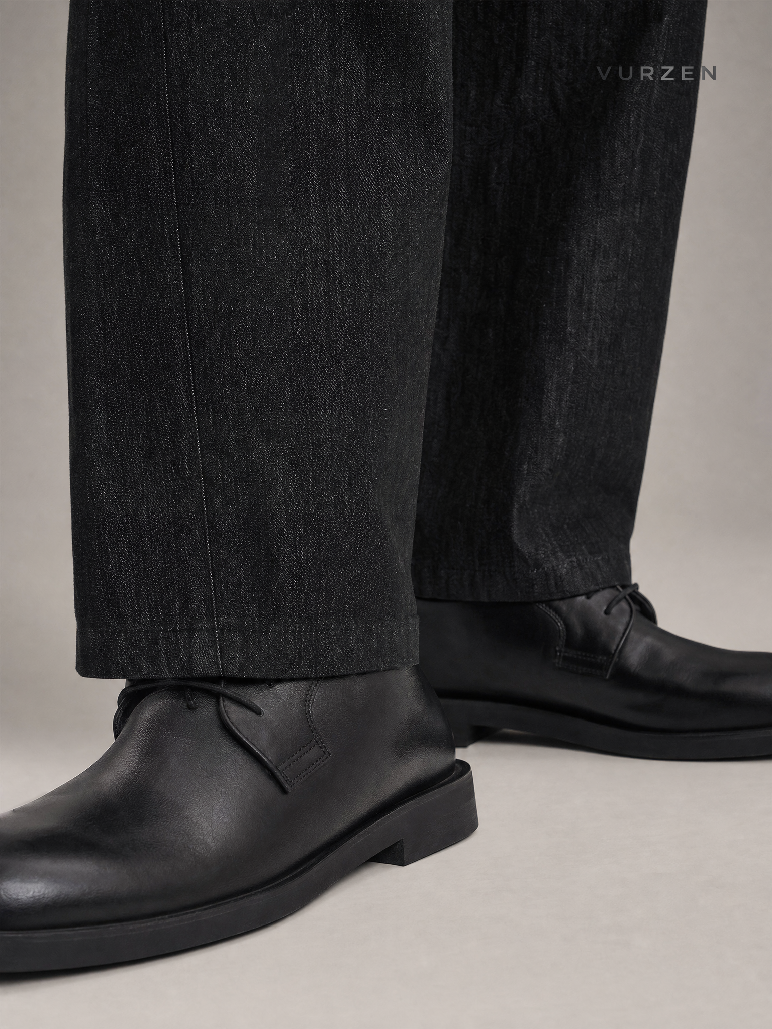 11KN Black Washed Loose Straight-Leg Denim Jeans detail