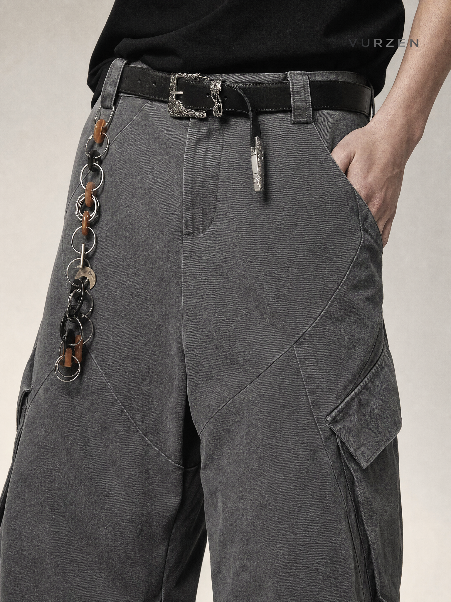 Vintage American Workwear Straight-Leg Cargo Pants detail