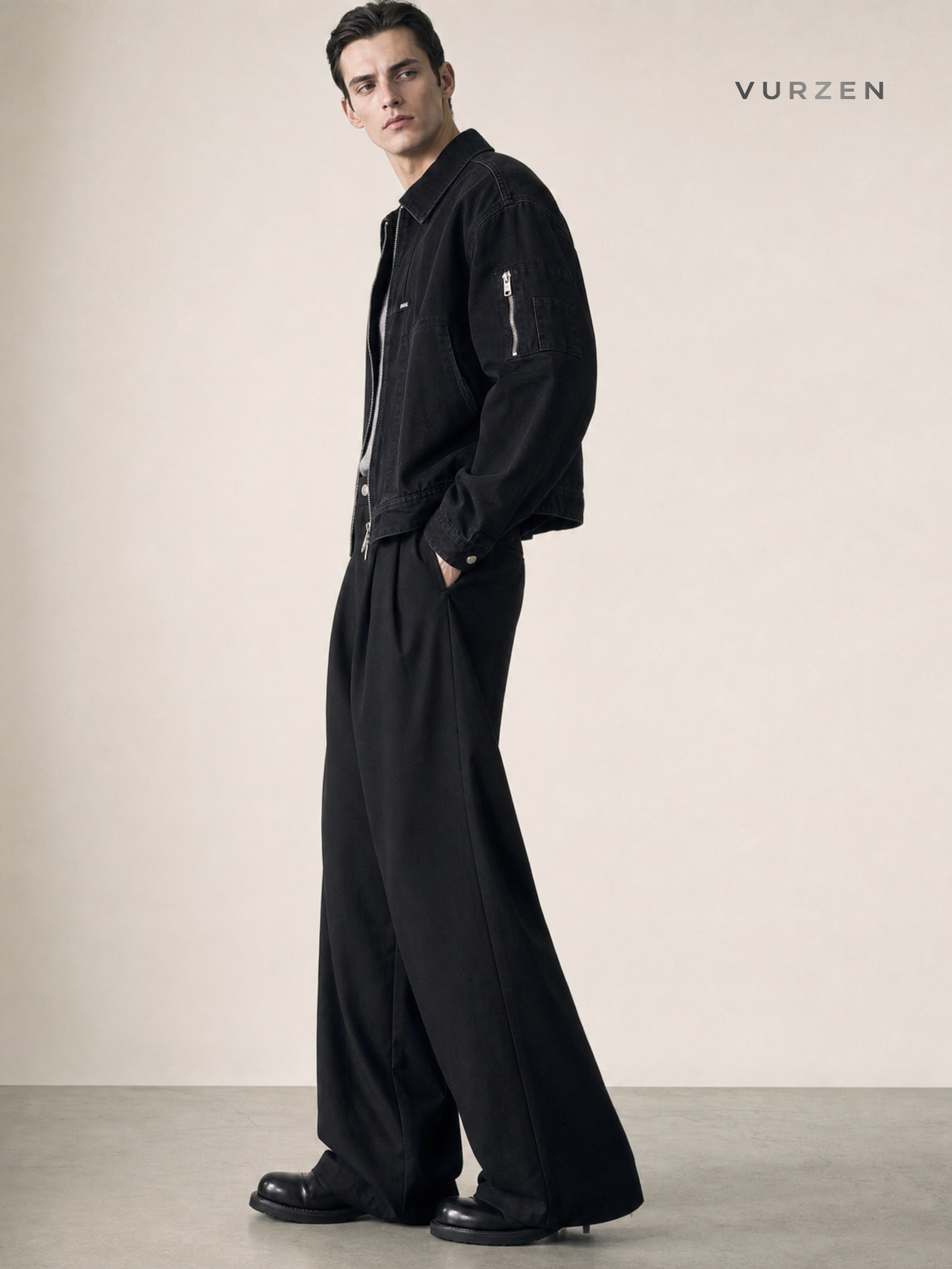Magila Cleanfit Black Loose Fit Dress Pants detail