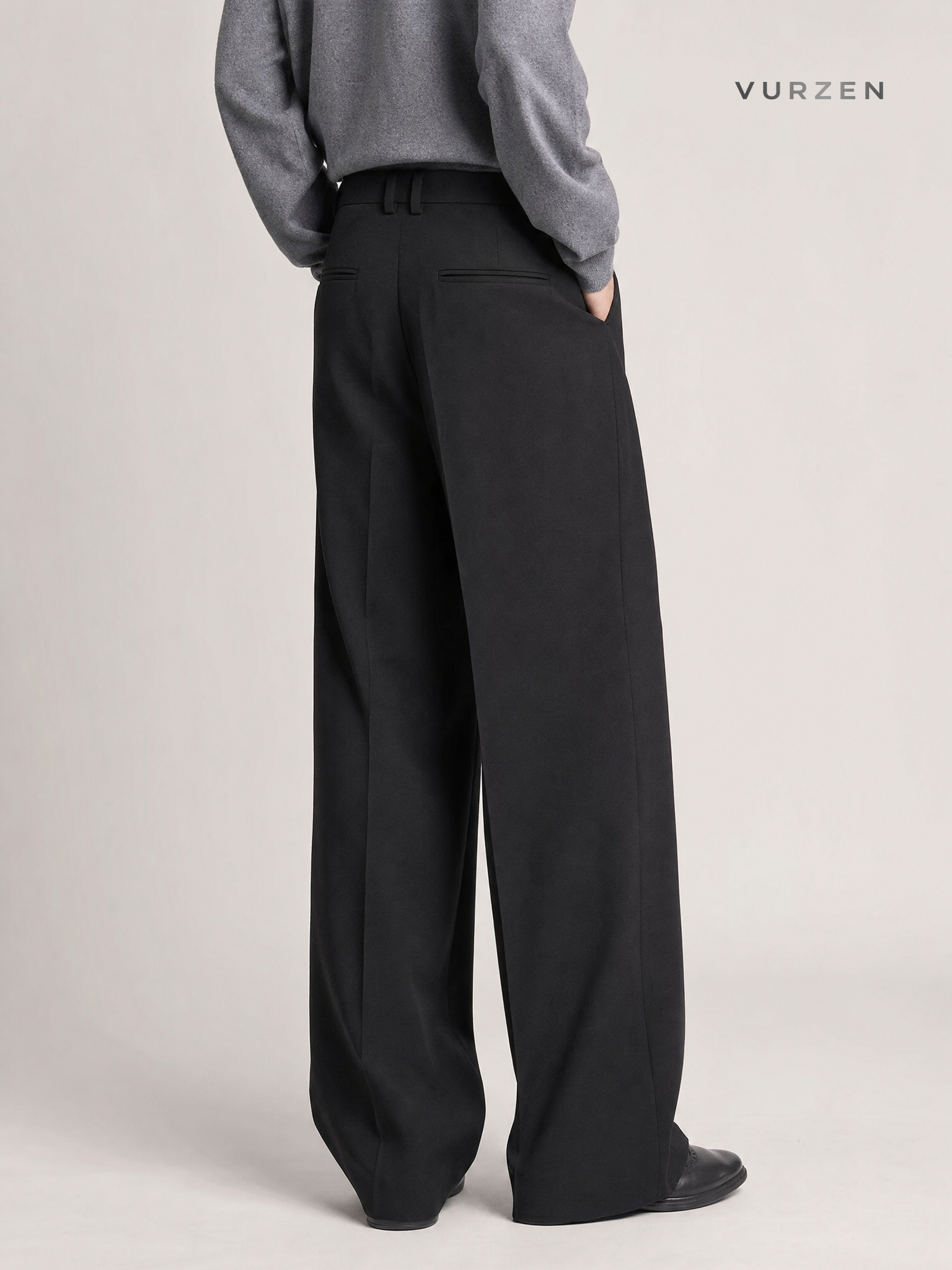 Magila Cleanfit Black Loose Fit Dress Pants detail