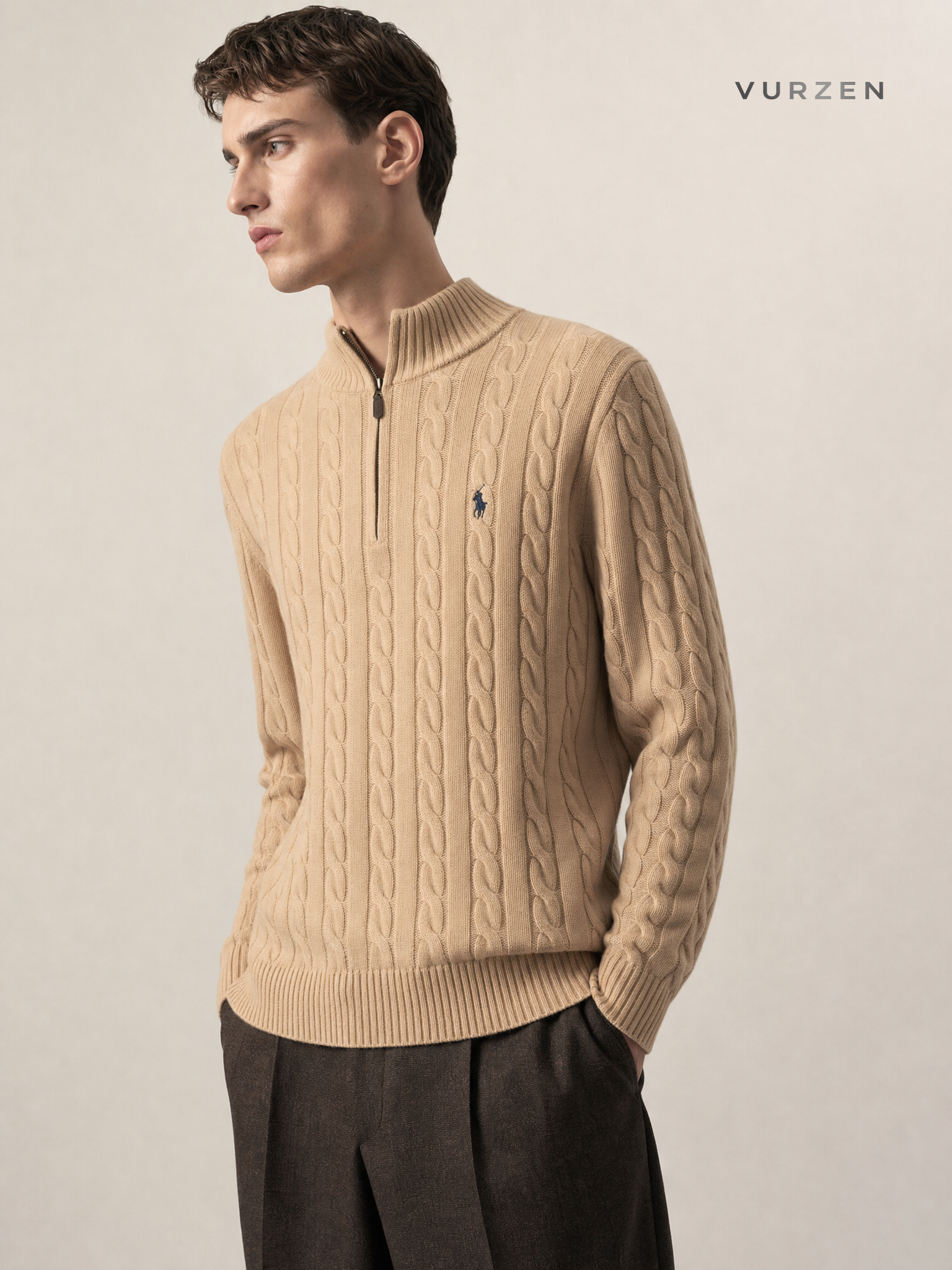 RL 12-Color Cotton Embroidered Knit Pullover Sweater detail