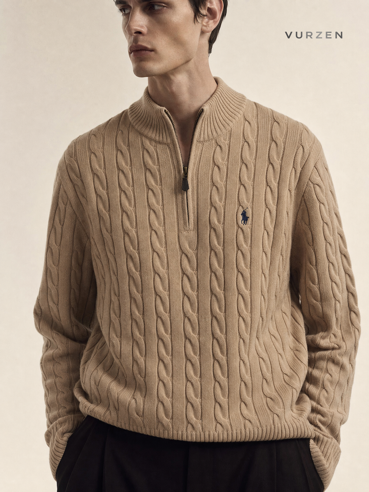 RL 12-Color Cotton Embroidered Knit Pullover Sweater detail