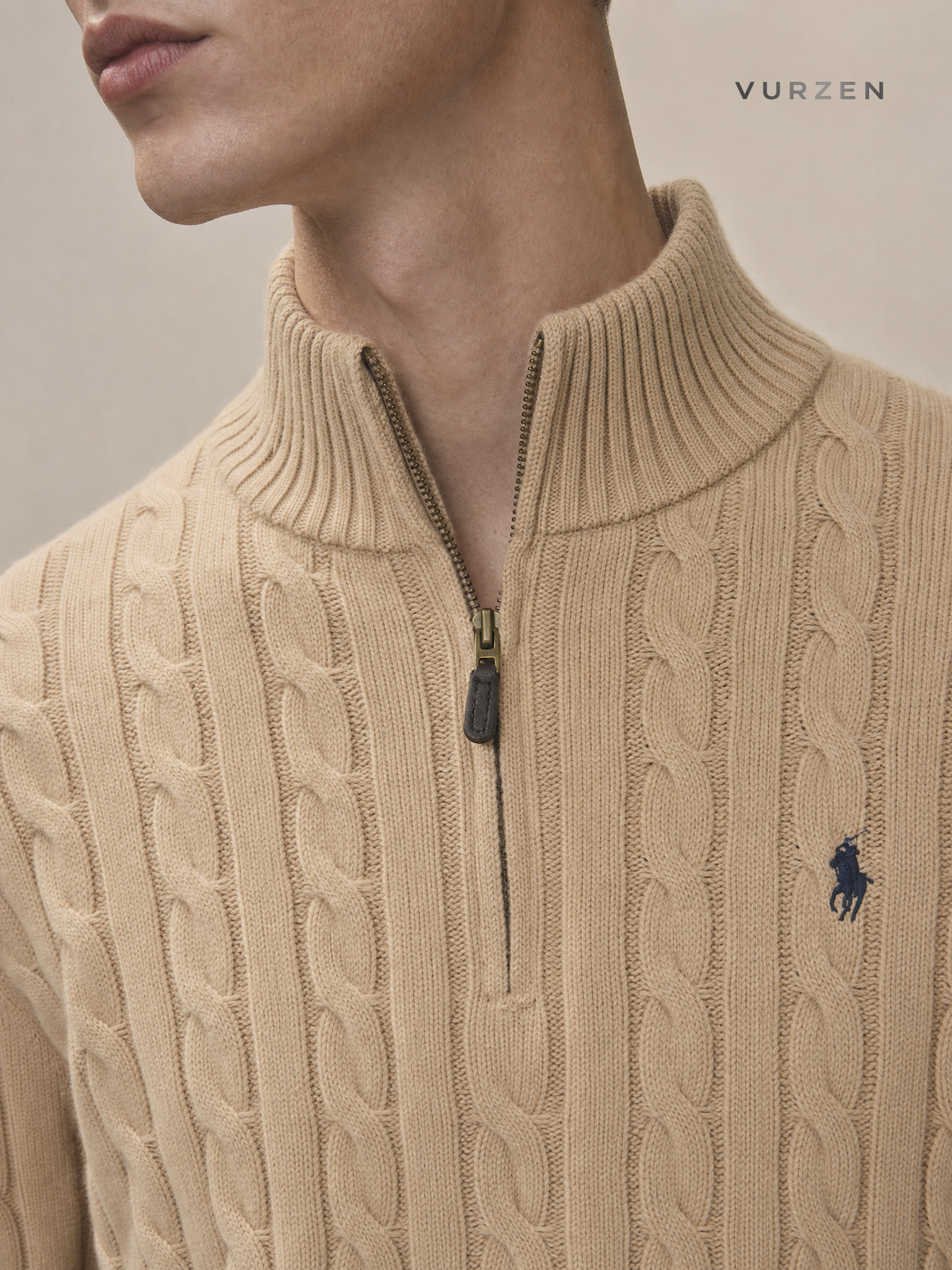 RL 12-Color Cotton Embroidered Knit Pullover Sweater detail