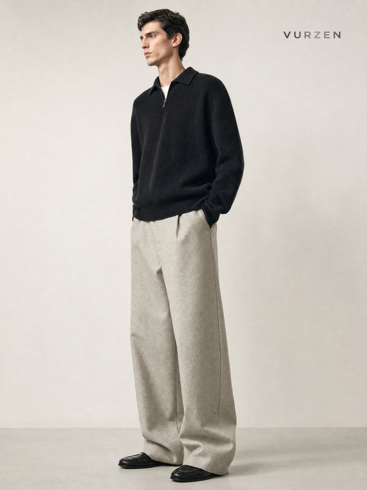 Men’s 360g Heavy Wool Blend Casual Straight Pants detail