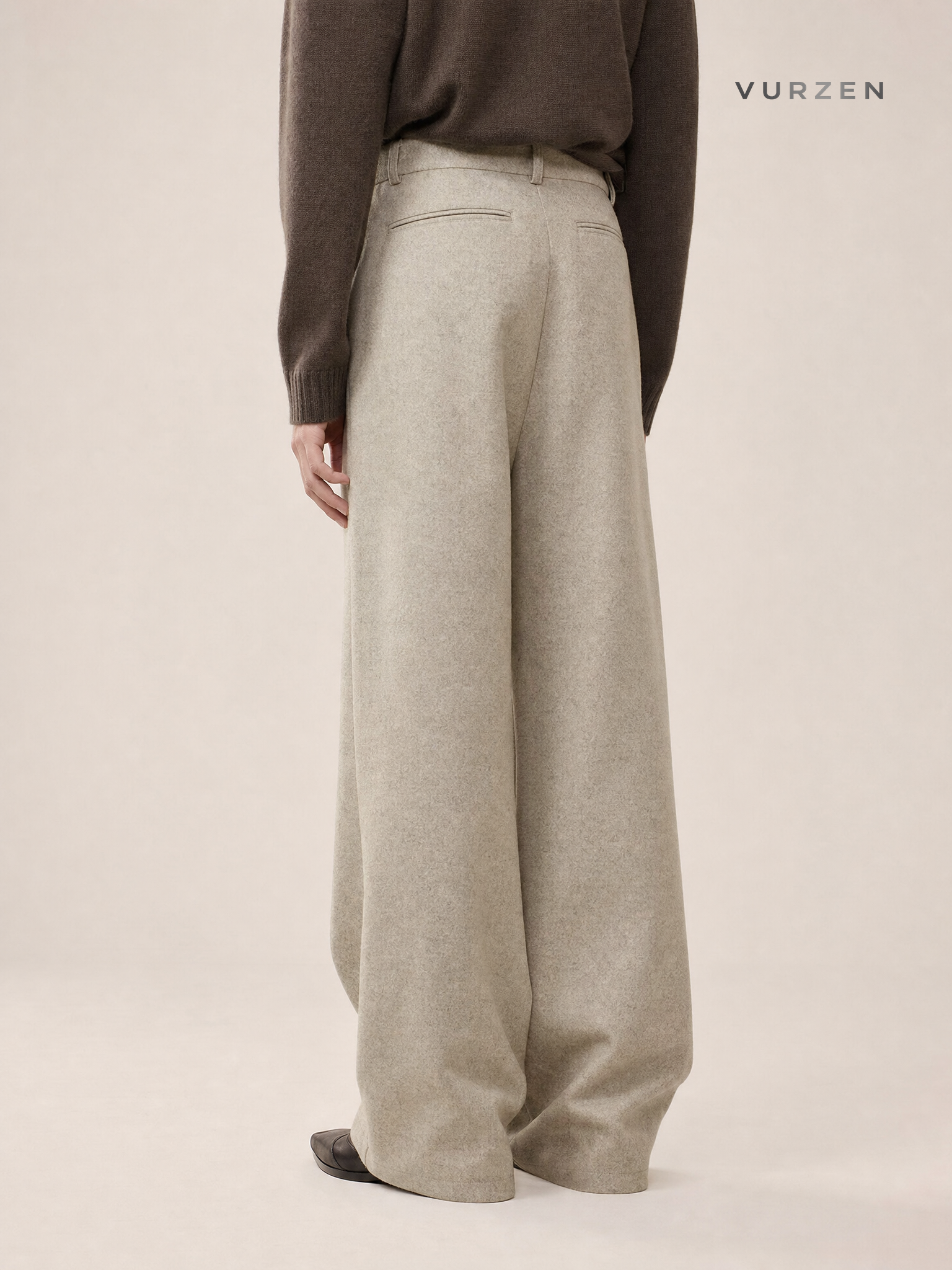 Men’s 360g Heavy Wool Blend Casual Straight Pants detail