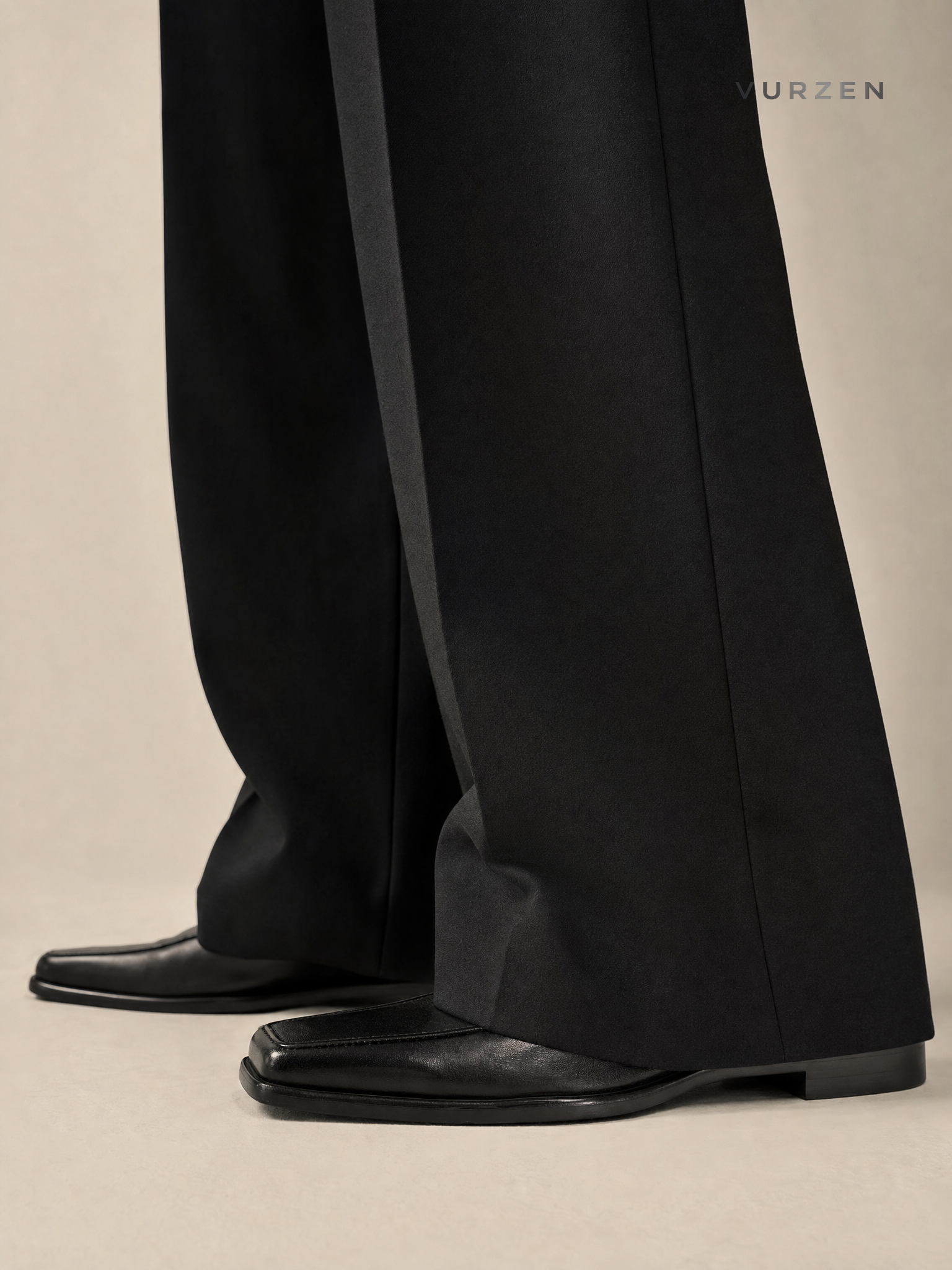 JTFS Relaxed Pleated Wide-Leg Casual Trousers detail