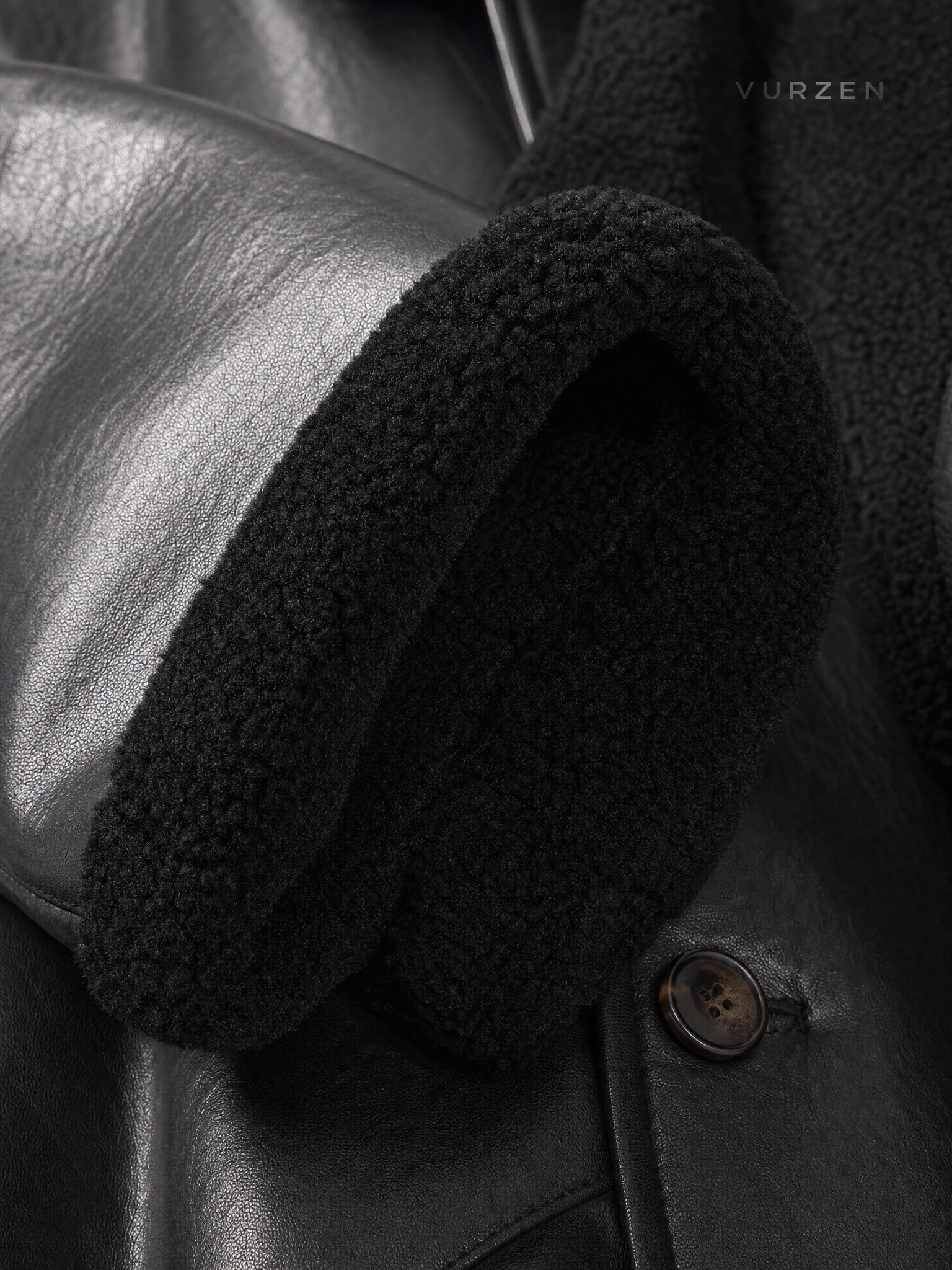 Men's Long PU Leather Trench Coat with Fleece Lining Men