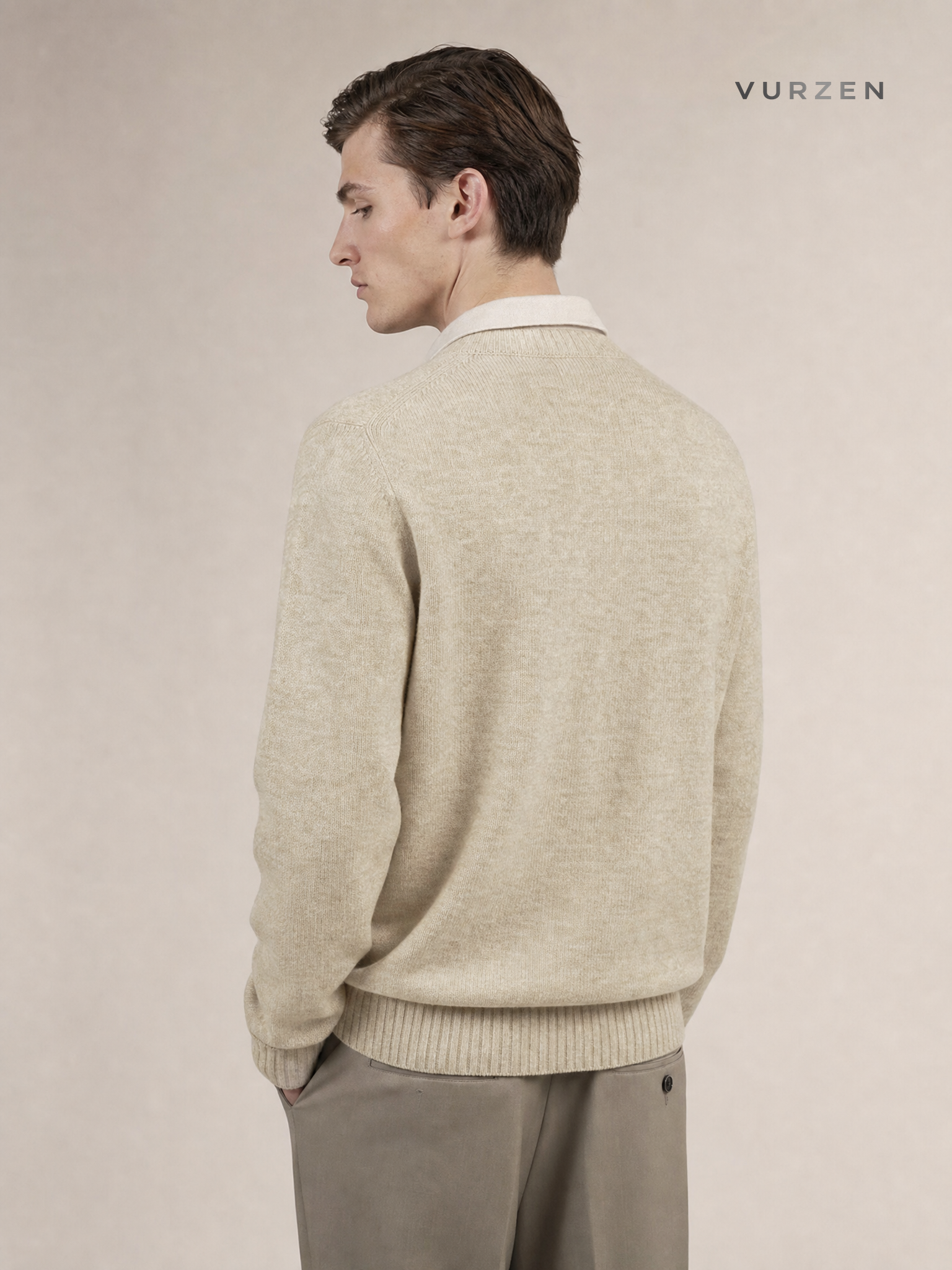 Stay the Night V-Neck Faux Cashmere Polo Sweater detail