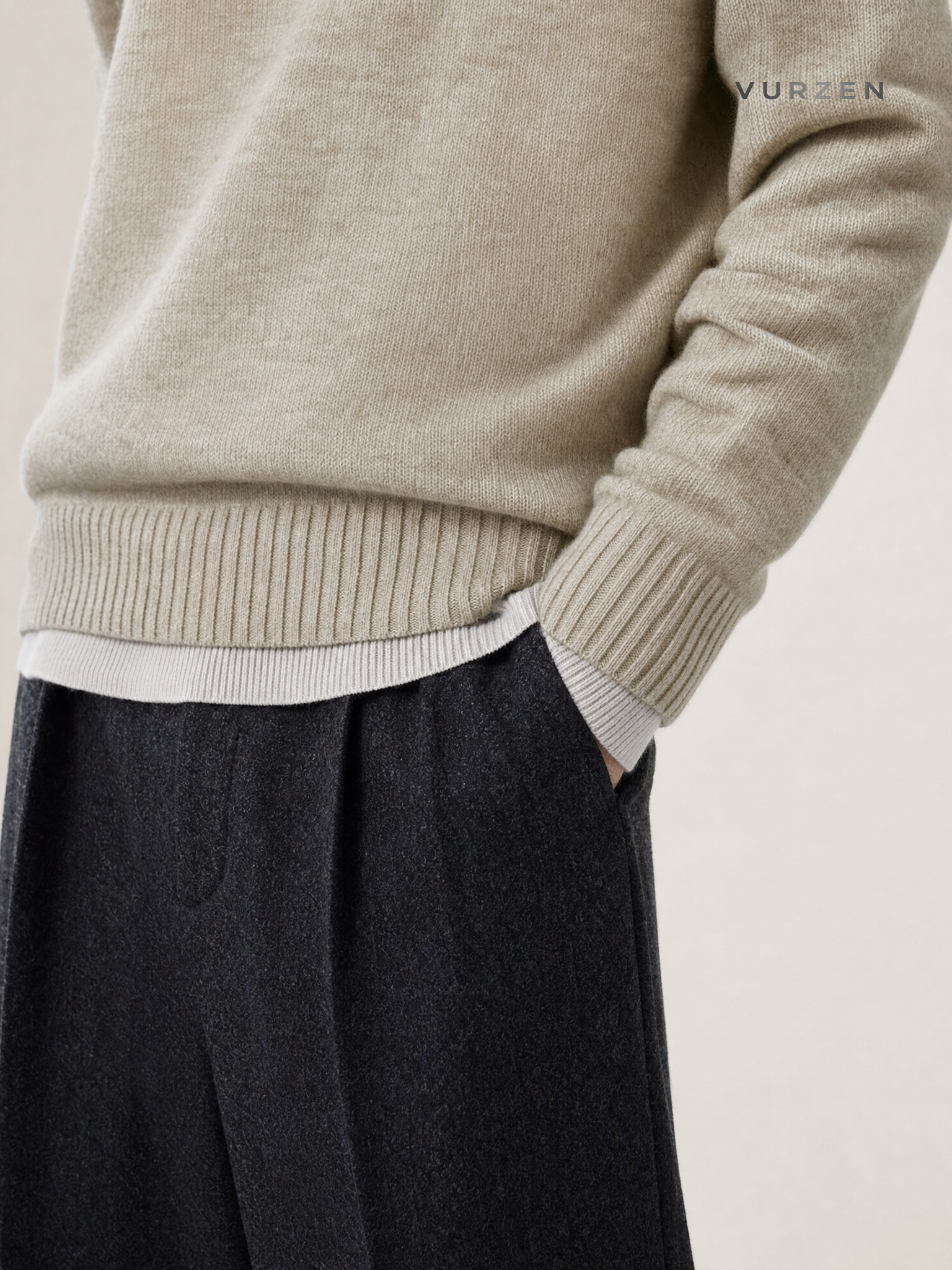 Stay the Night V-Neck Faux Cashmere Polo Sweater detail