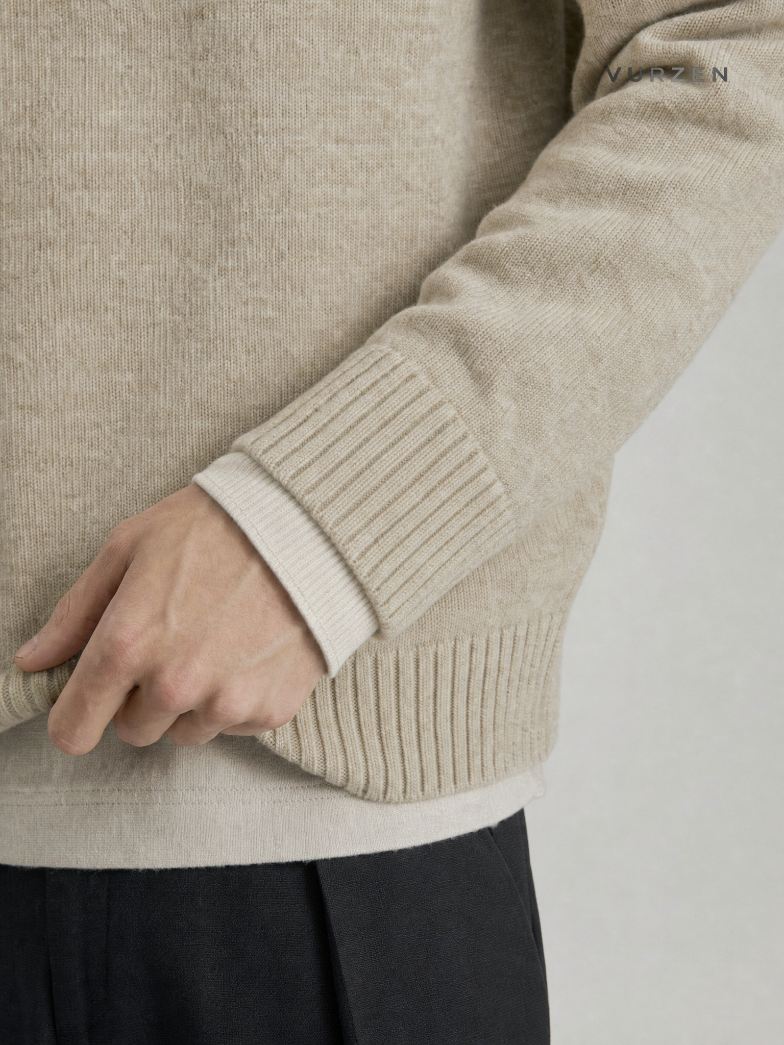 Stay the Night V-Neck Faux Cashmere Polo Sweater detail