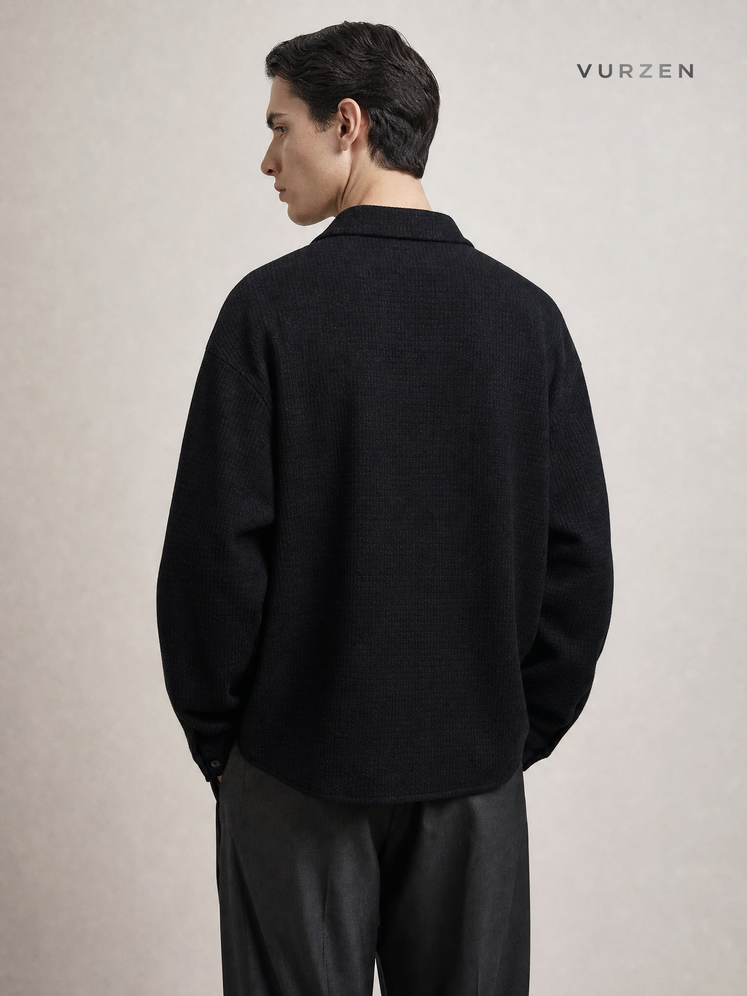 Retro Cuban Collar Long Sleeve Shirt Jacket detail