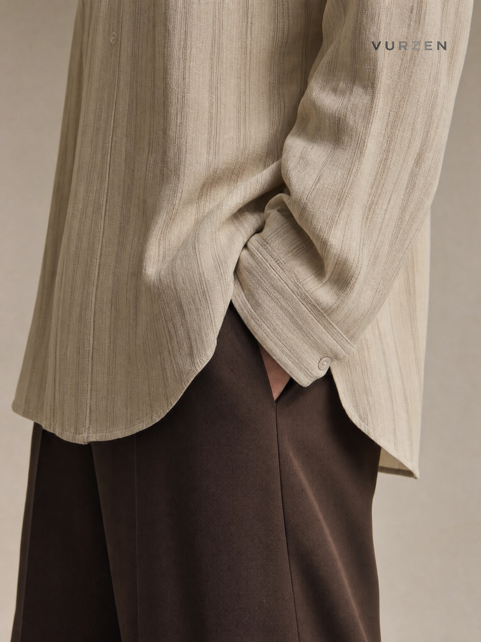Cityboy Vintage Straight-Leg Coffee Brown Casual Pants detail