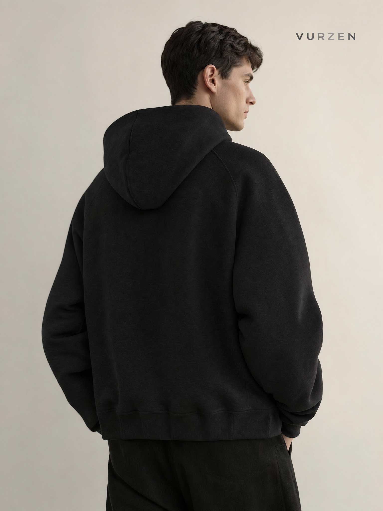Boxy Fit American Streetwear Hooded Zip-Up Jacket detail