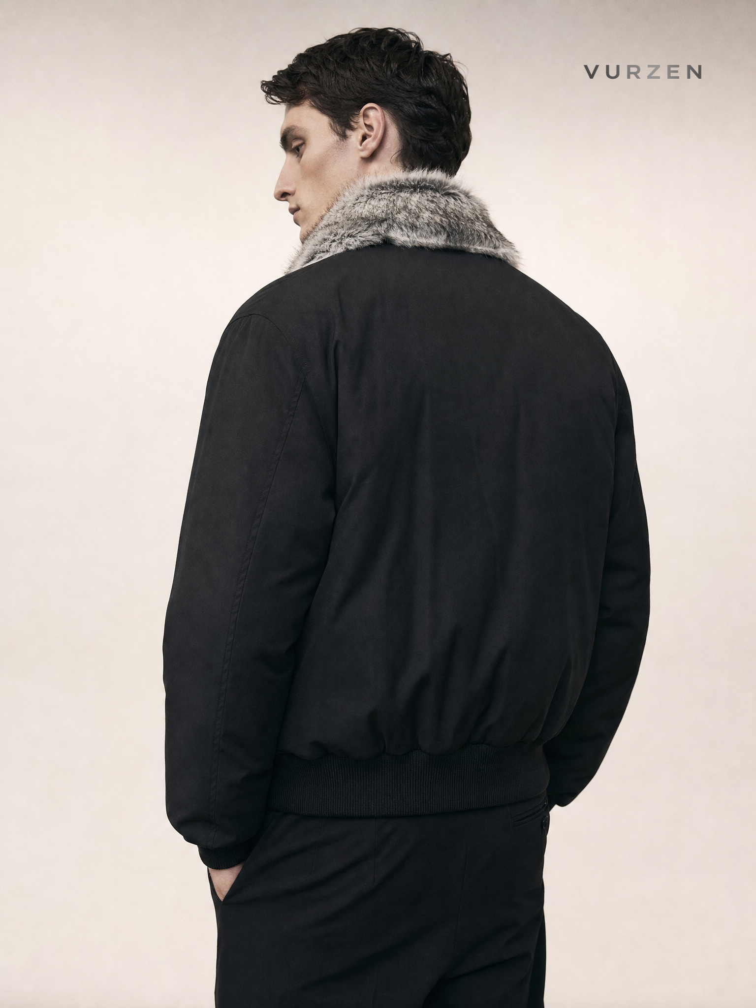 Vintage Cotton Padded Hooded Jacket with Removable Fur Collar detail