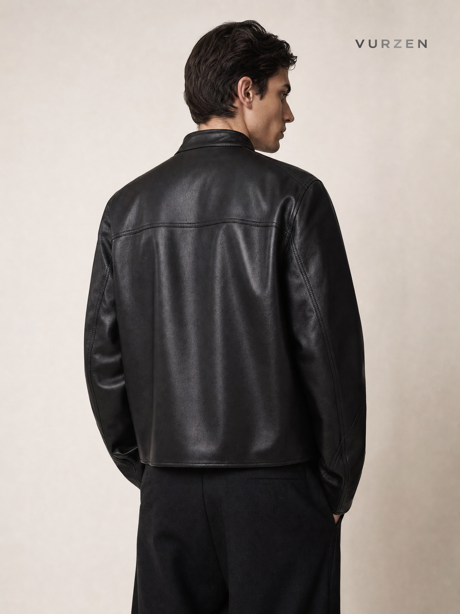 ATBORDER Retro PU Leather Casual Motorcycle Jacket detail