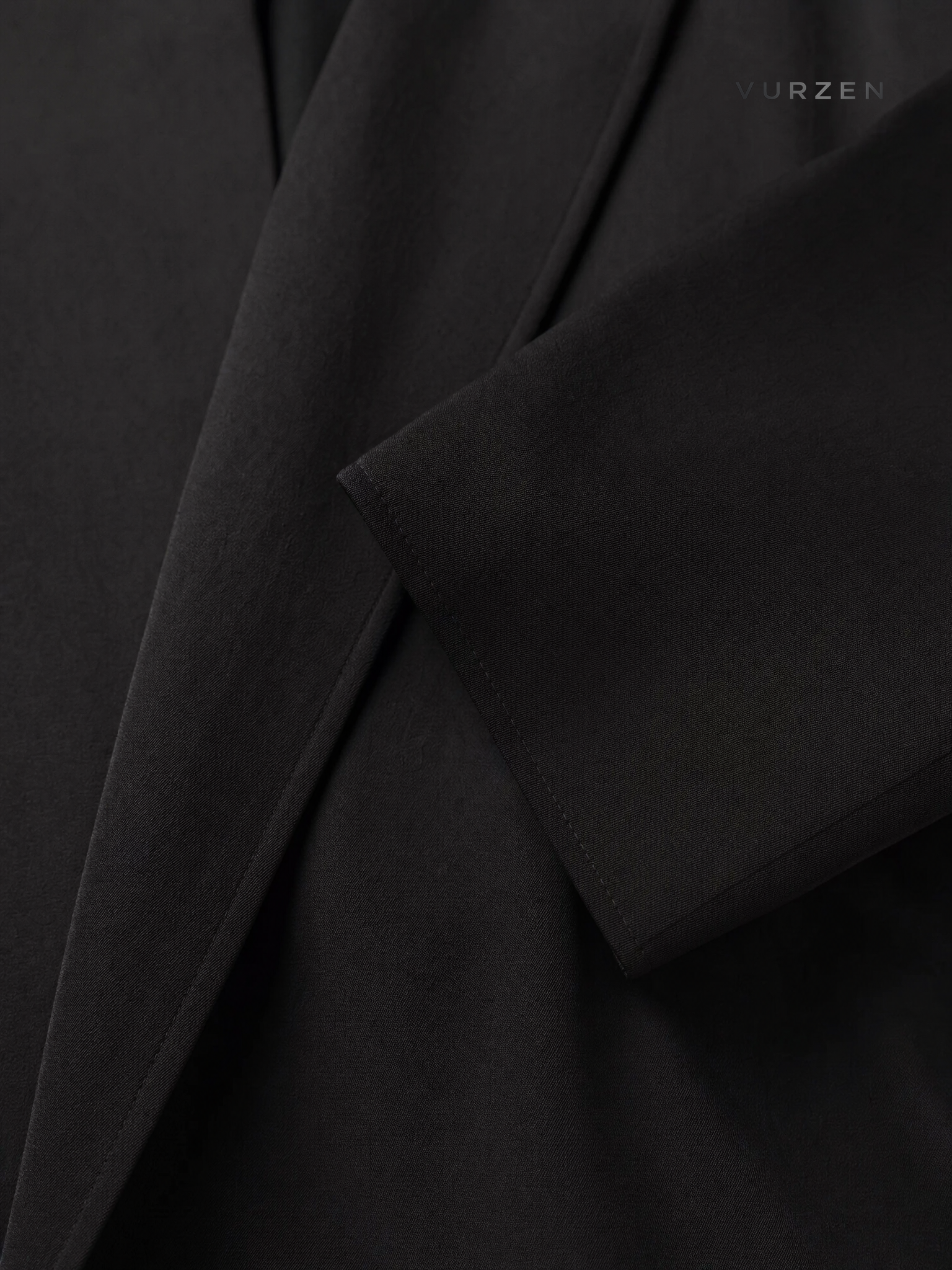 Black Collarless Casual Blazer for Men detail