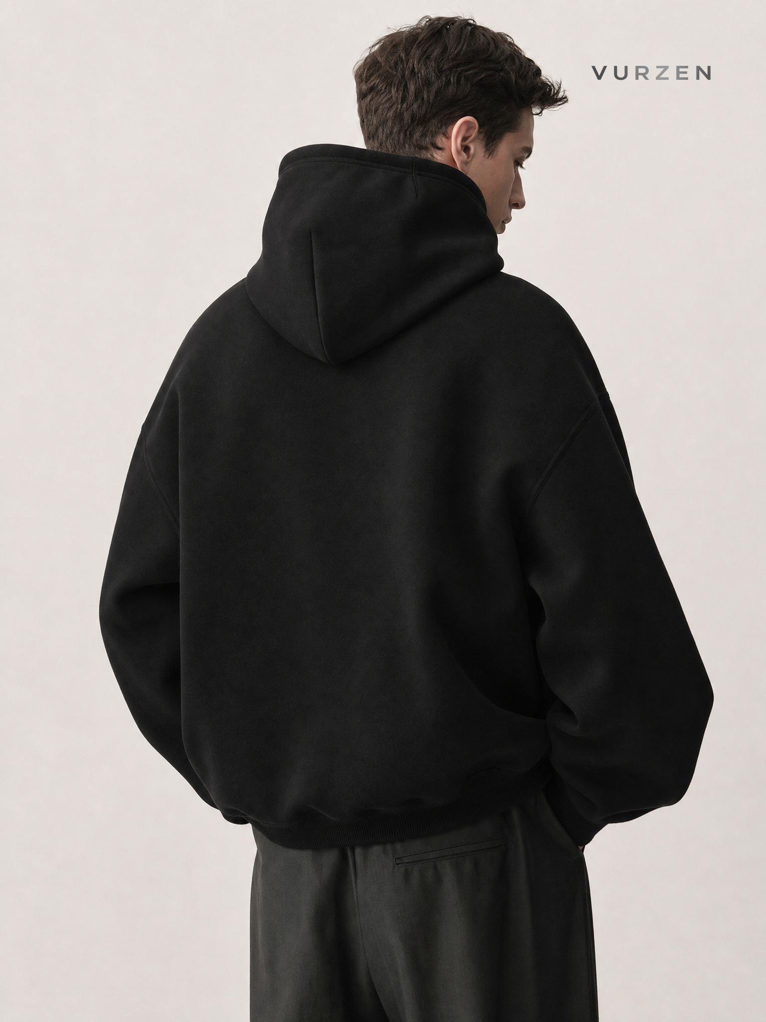 Heavyweight Boxy Hooded Fleece Pullover Sweatshirt detail