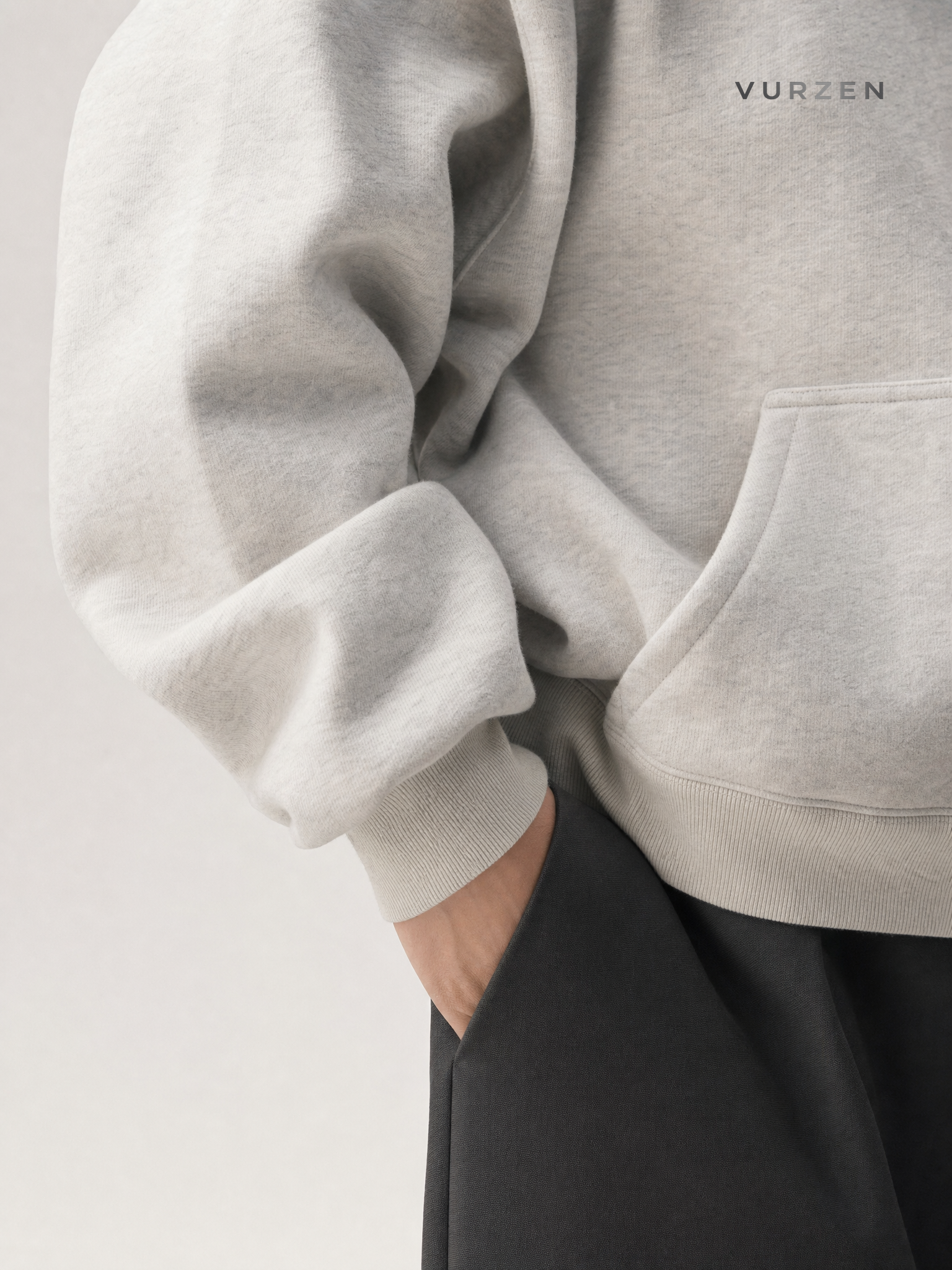 Heavyweight Boxy Hooded Fleece Pullover Sweatshirt detail