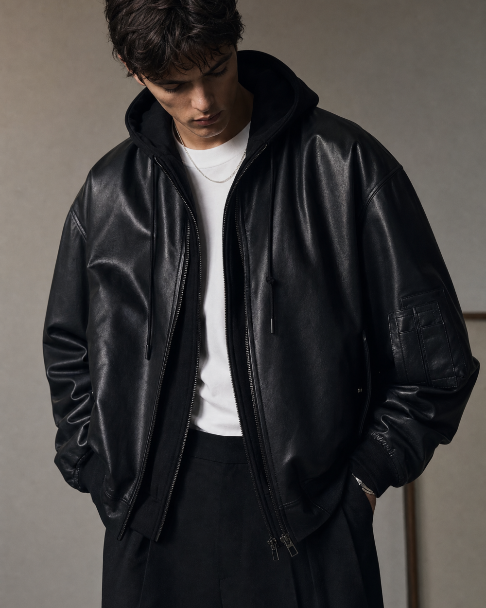 973158230946 top dark minimal jacket dark lookbook 05