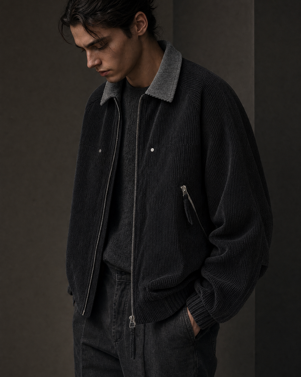973412661597 top dark minimal jacket dark lookbook 05