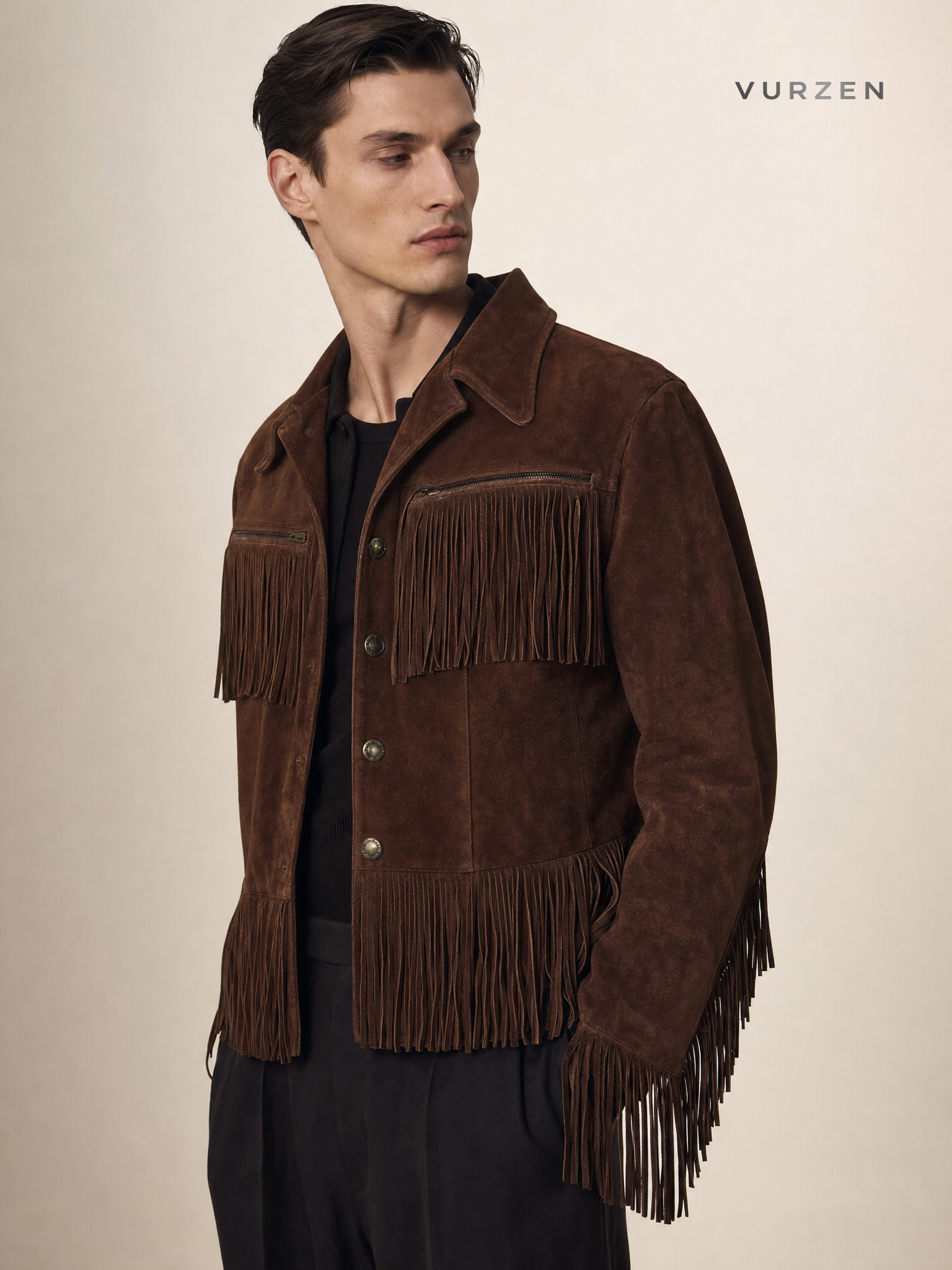 2025 Vintage Suede Tassel Belted Jacket detail