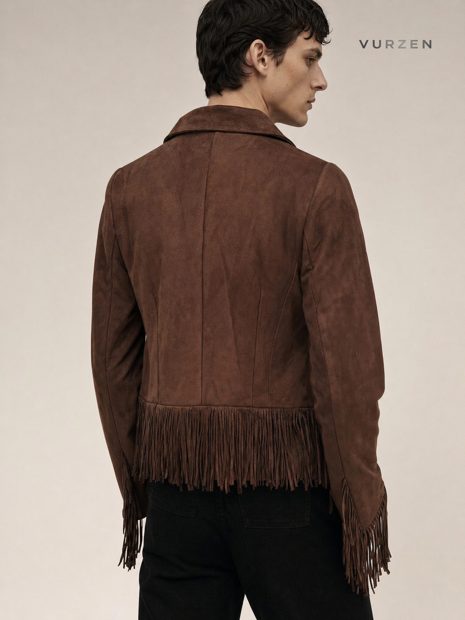 2025 Vintage Suede Tassel Belted Jacket detail