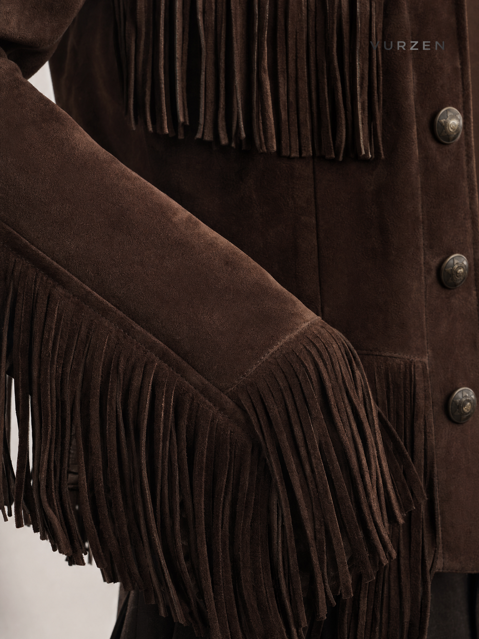 2025 Vintage Suede Tassel Belted Jacket detail