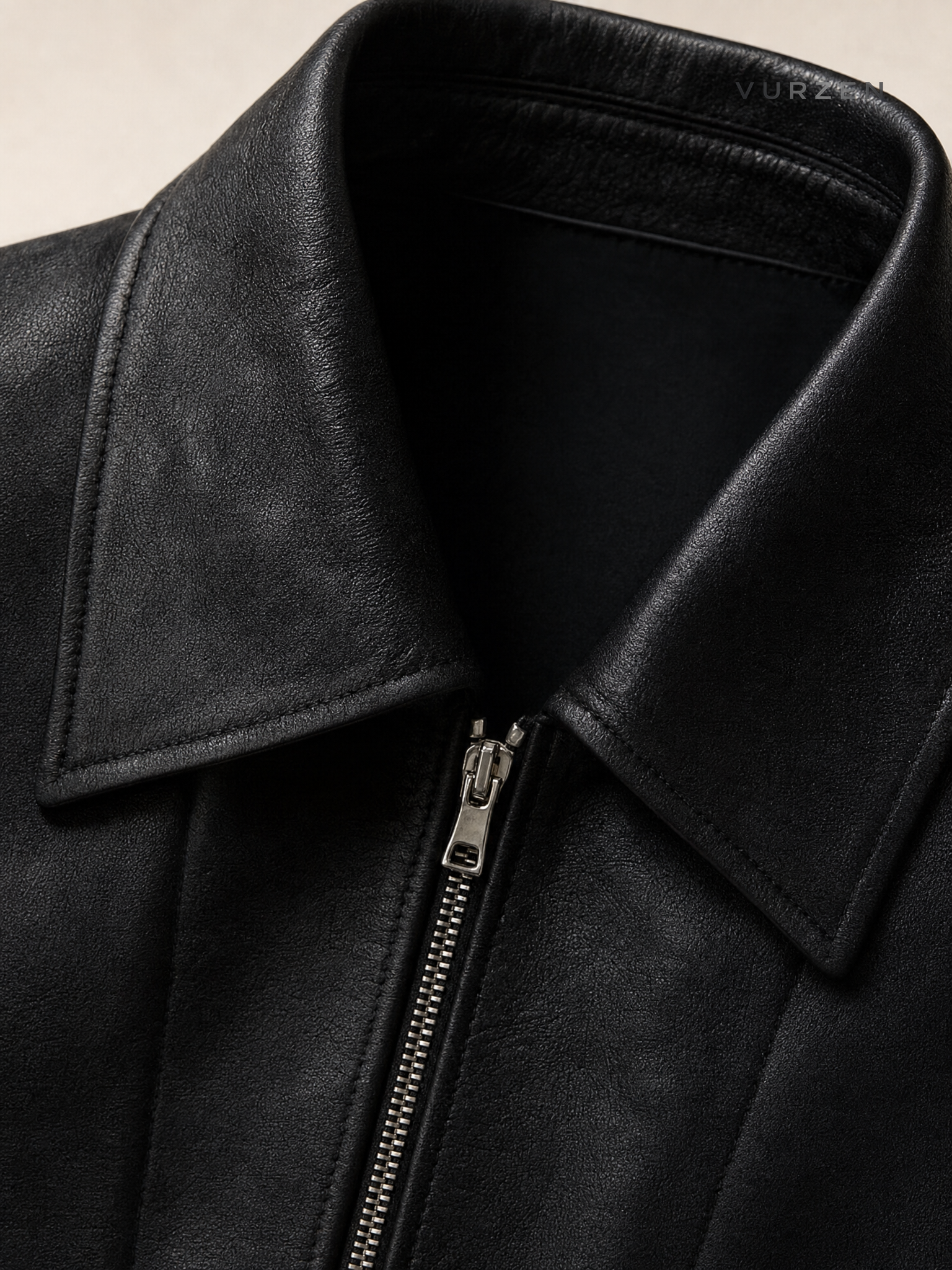 Cleanfit Black Snake-Texture Embroidered Leather Jacket detail
