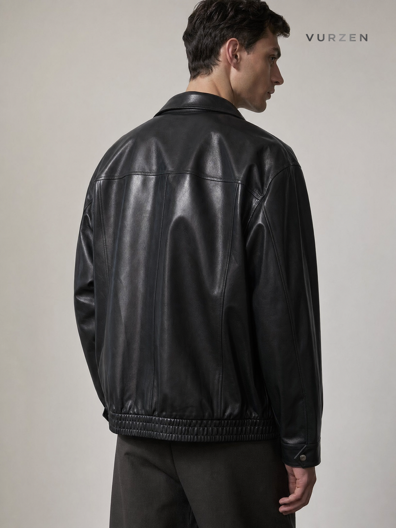 Vintage American Patchwork Washed Leather Jacket detail