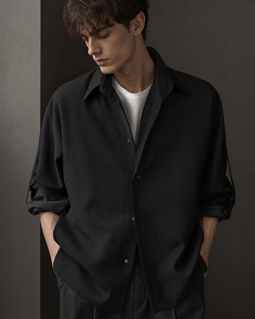 976324120070 top dark minimal jacket dark lookbook 05