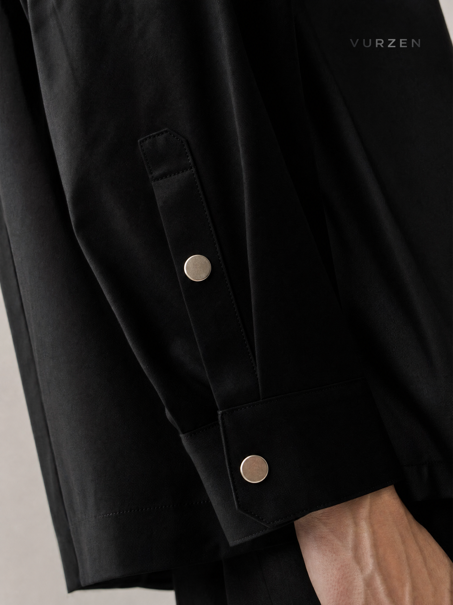 Black Detachable Shoulder Pad Casual Shirt for Men detail