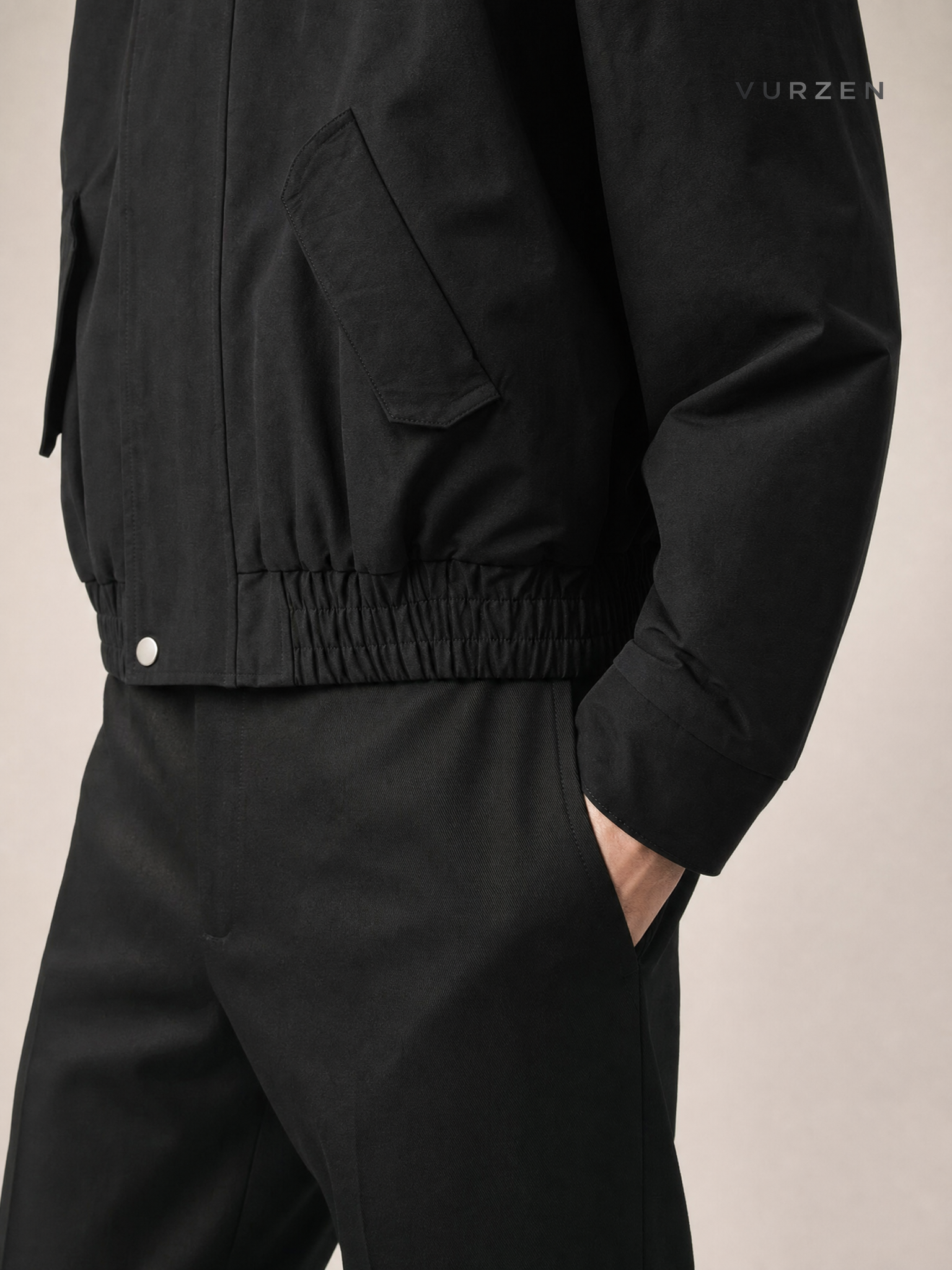 Inflation Detachable Collar Colorblock Cotton Jacket detail
