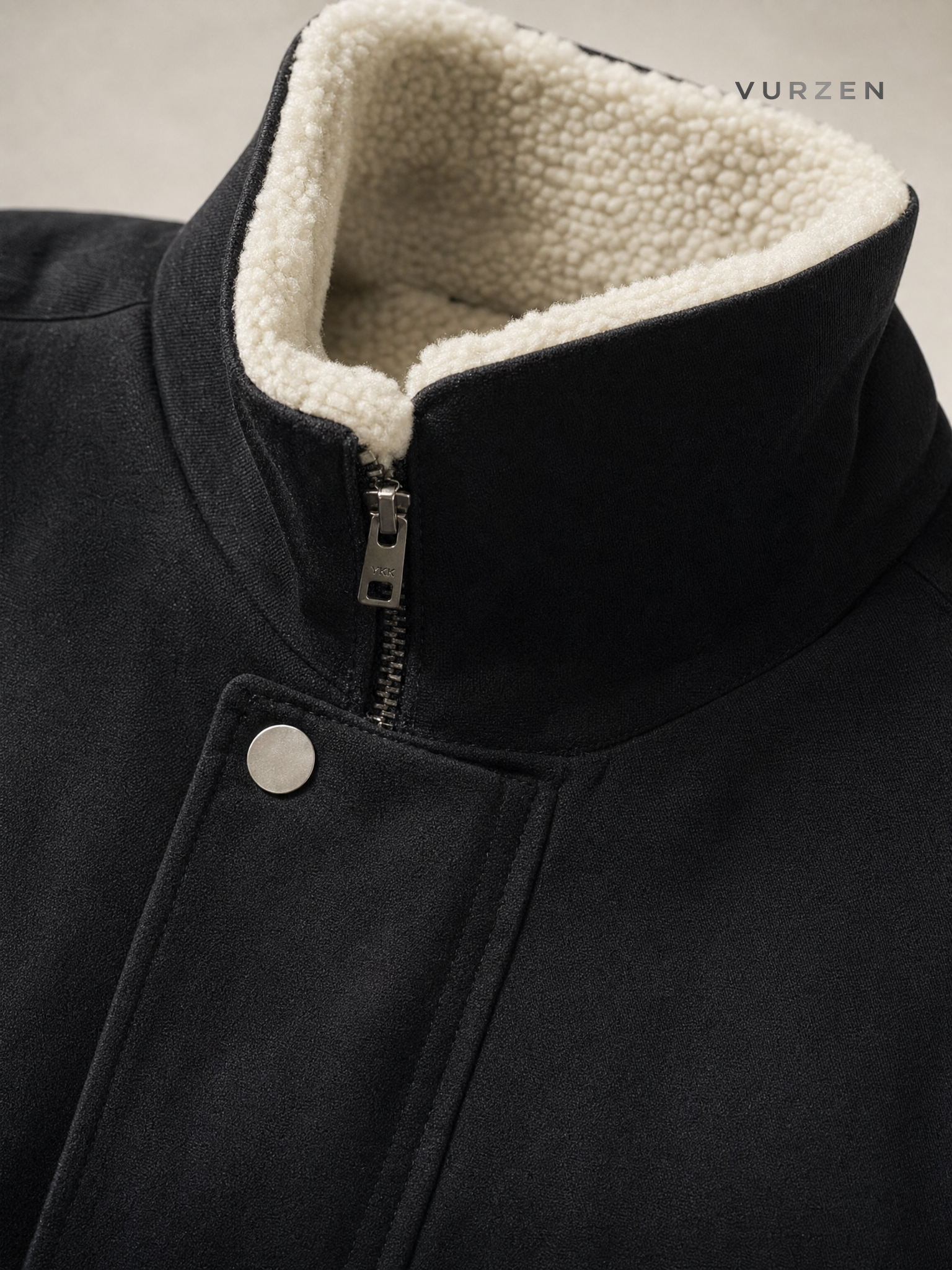 Inflation Detachable Collar Colorblock Cotton Jacket detail