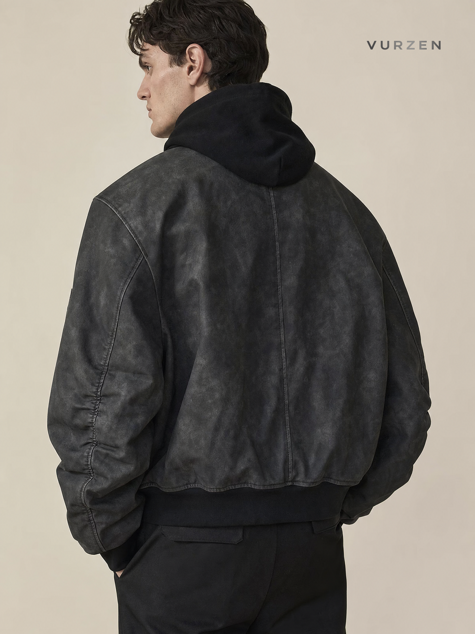 2025 Double-Layer Hooded Bomber Jacket detail