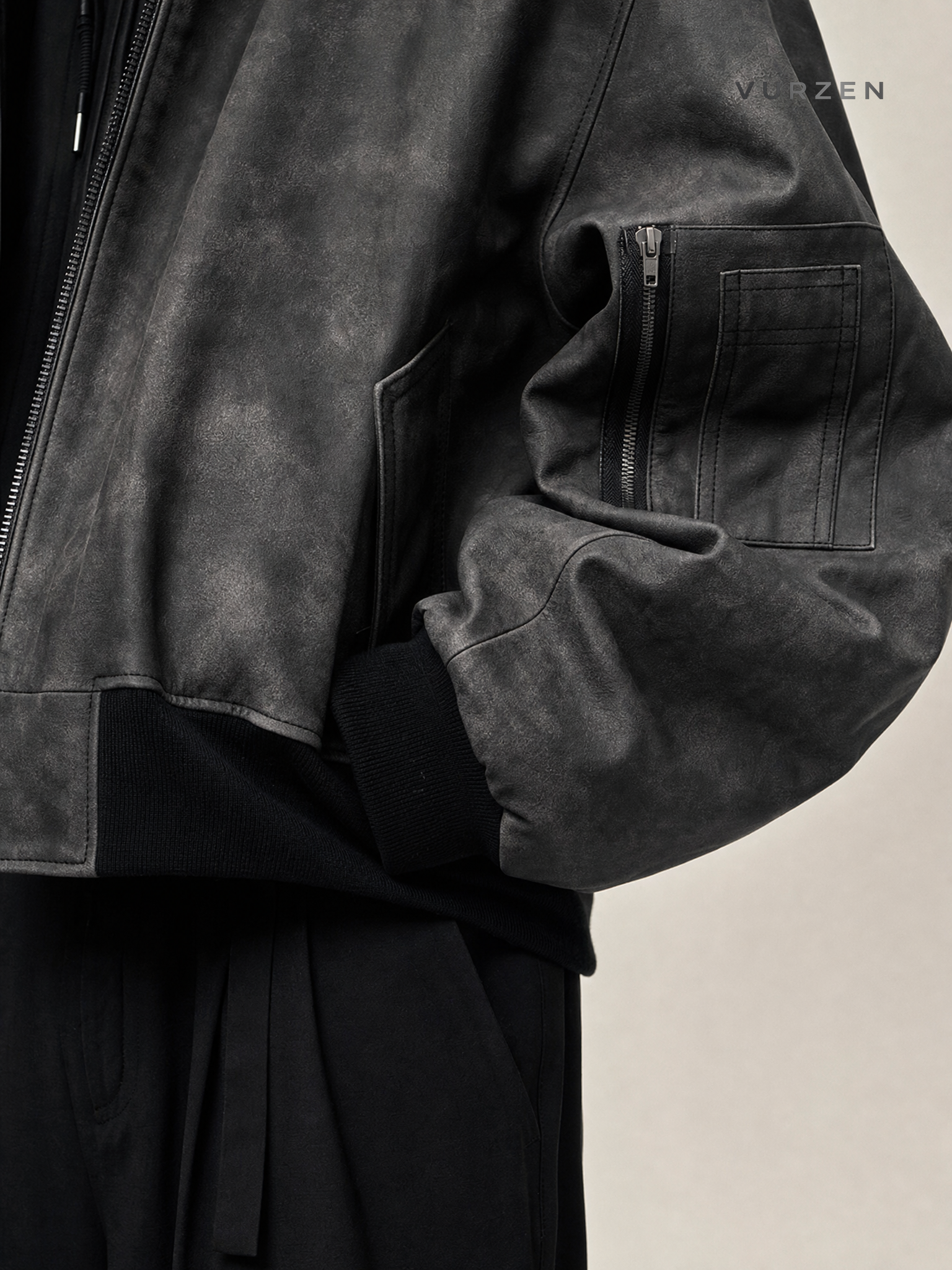 2025 Double-Layer Hooded Bomber Jacket detail