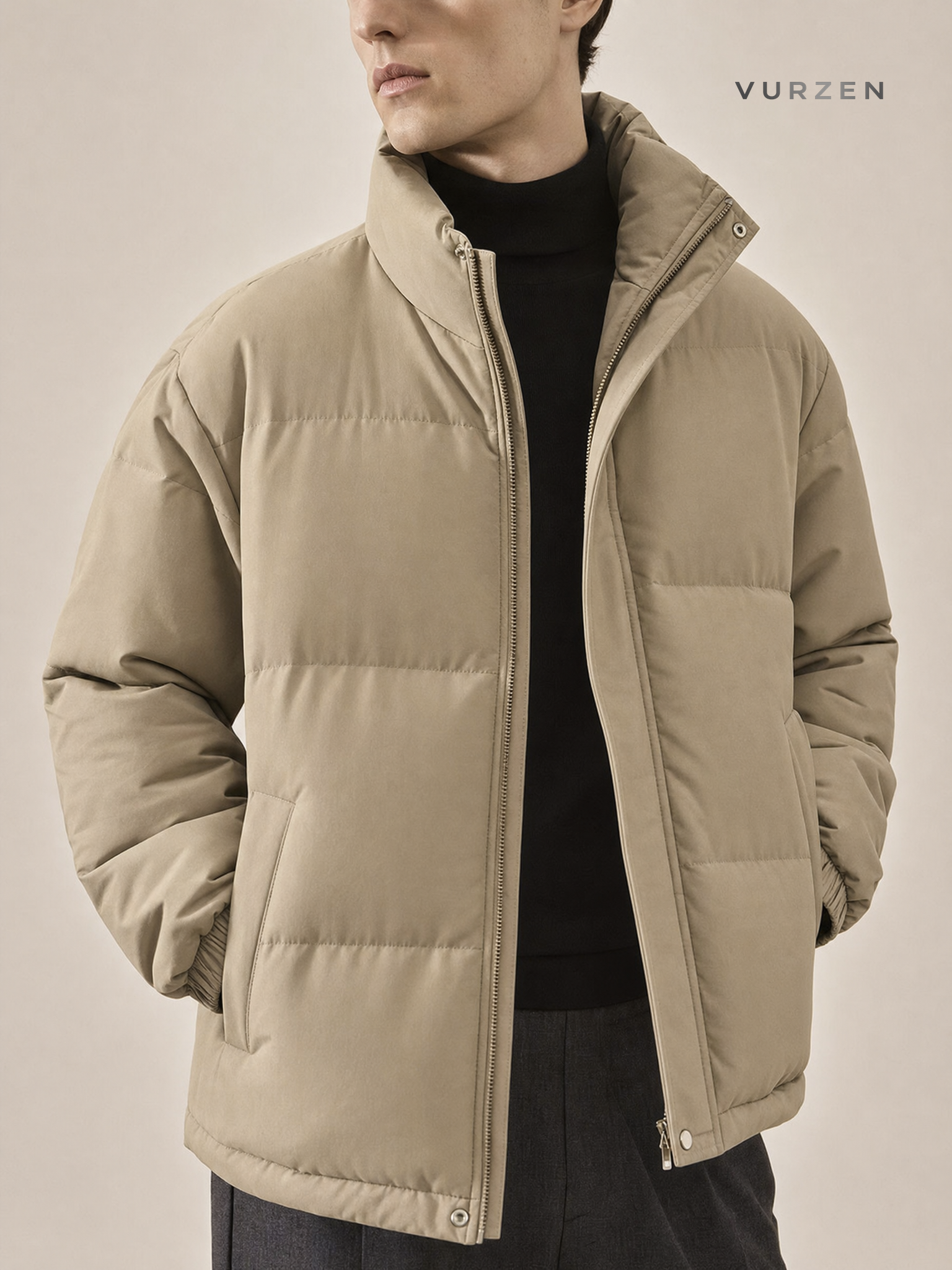 Premium Oversized Stand Collar Cotton Jacket for Winter detail