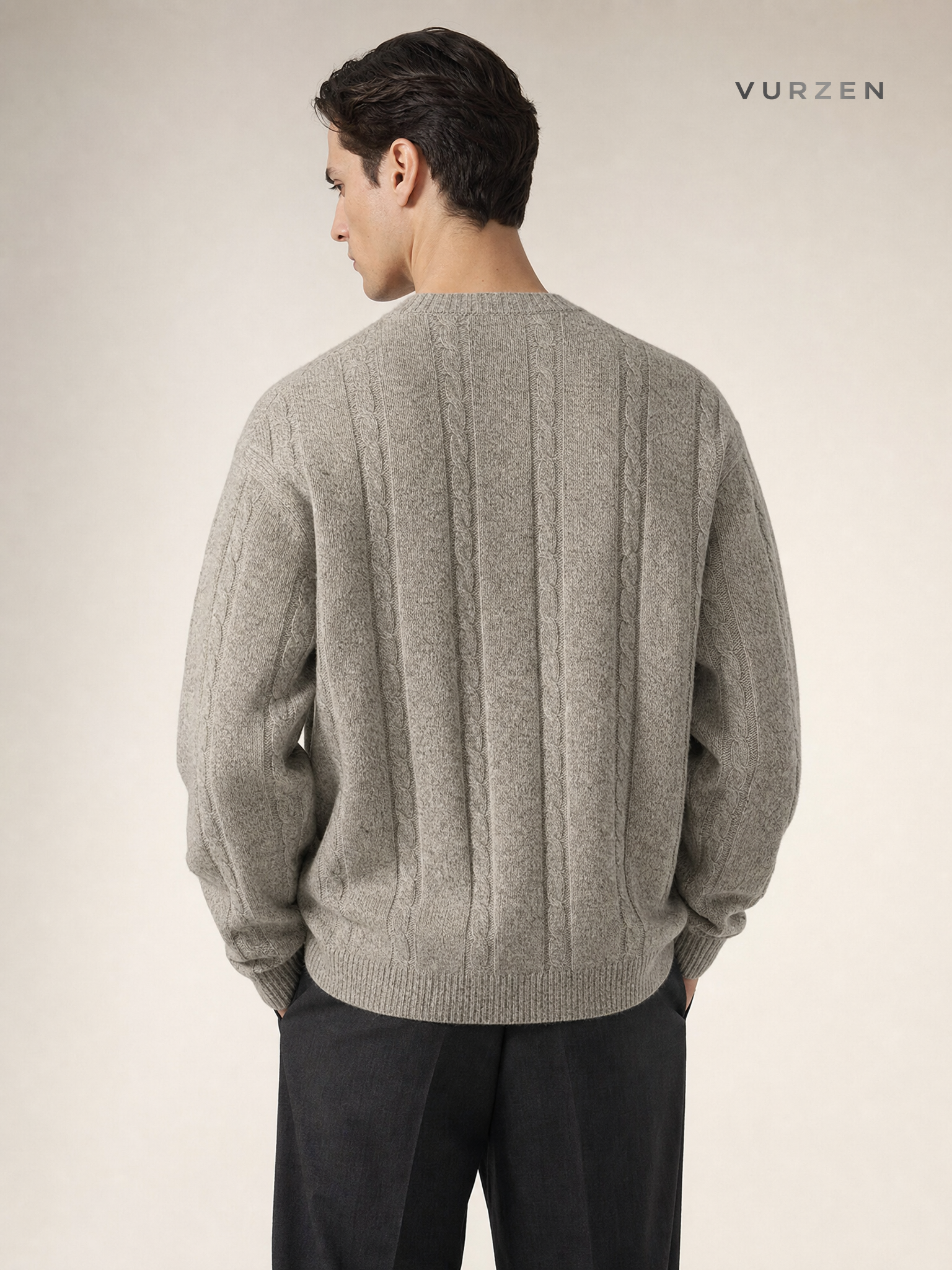MYQ Loose Knit Henley Sweater for Men - Khaki detail